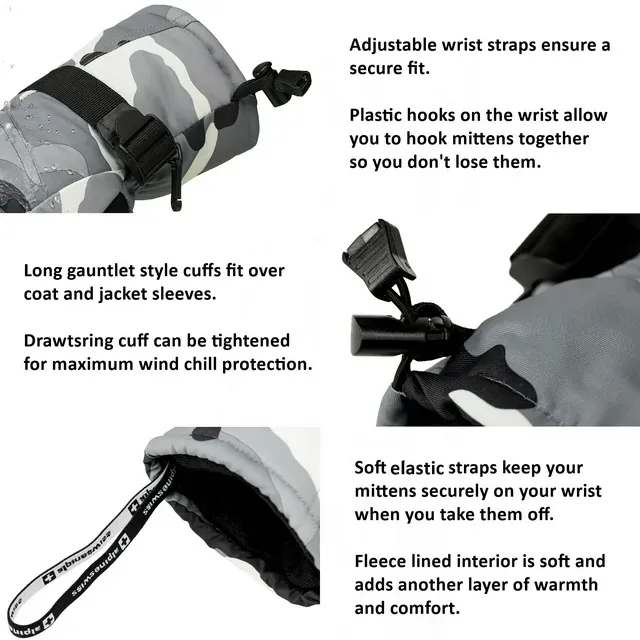 Mens Waterproof Ski Mittens 3M Thinsulate Winter Snow Sport Gloves ZB094