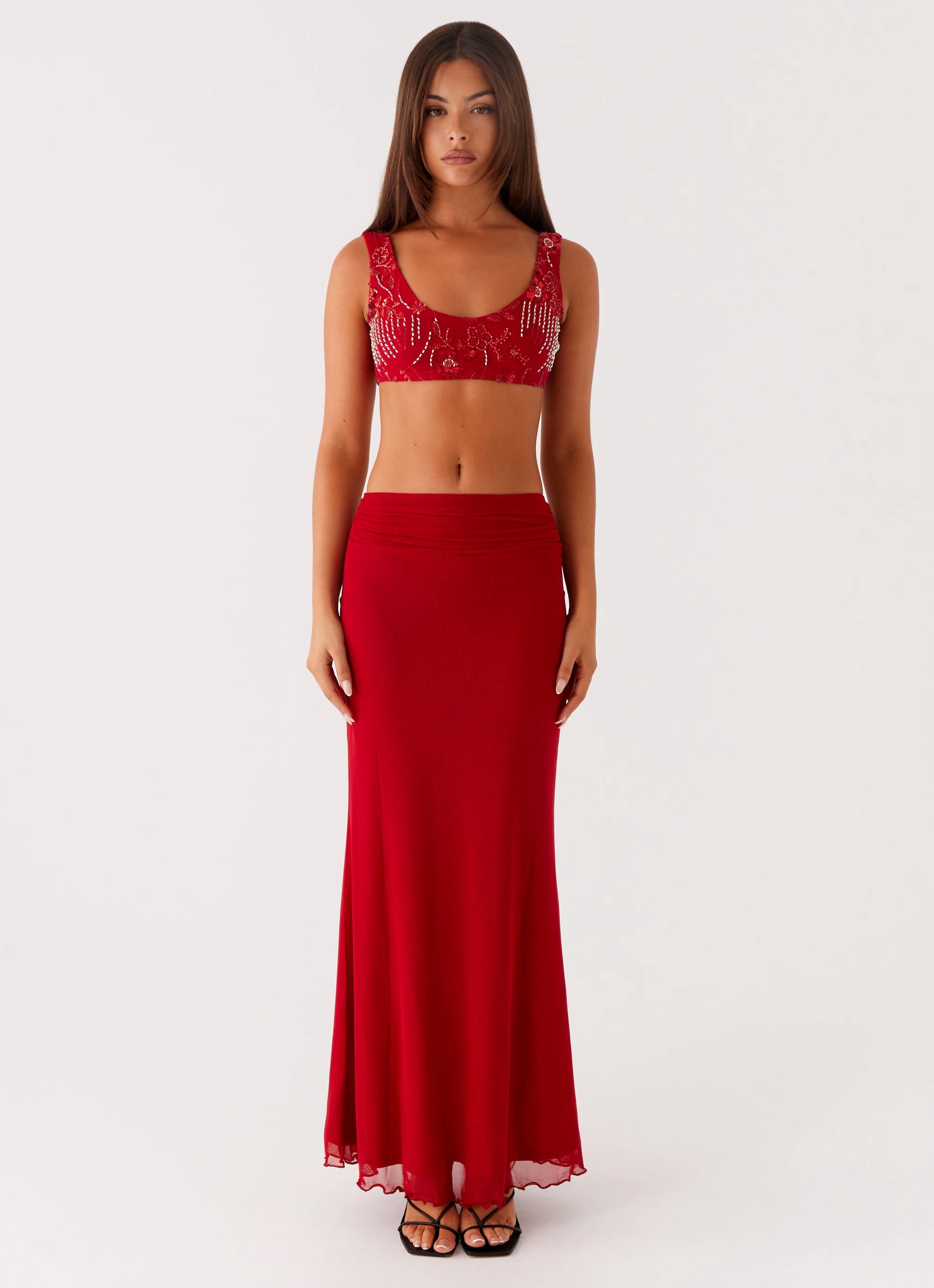 Chic Sweater Mercer Sequin Bralette - Red