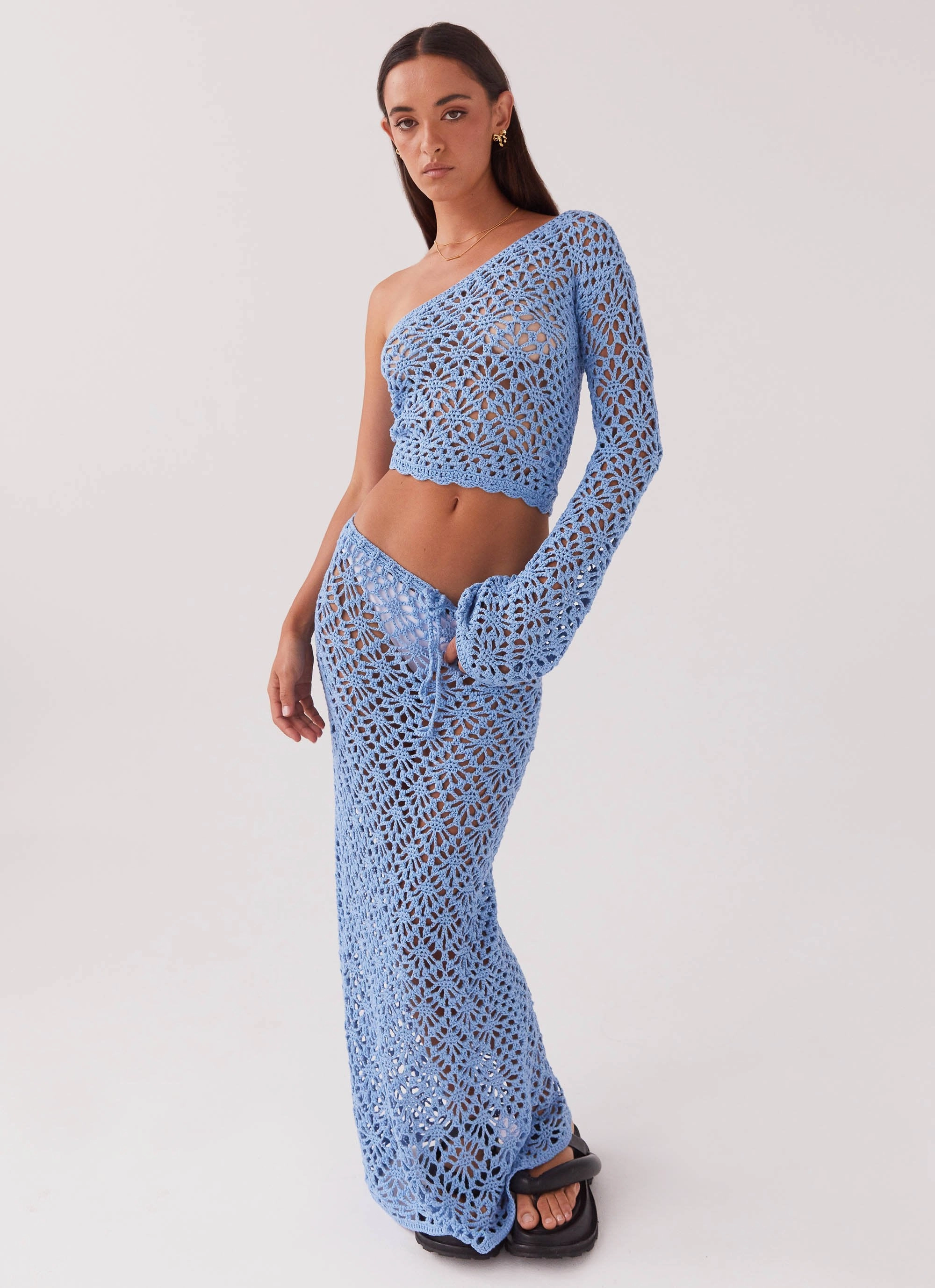 Merliah Crochet Maxi Skirt - Blue Relaxed Wear Comfort Flex