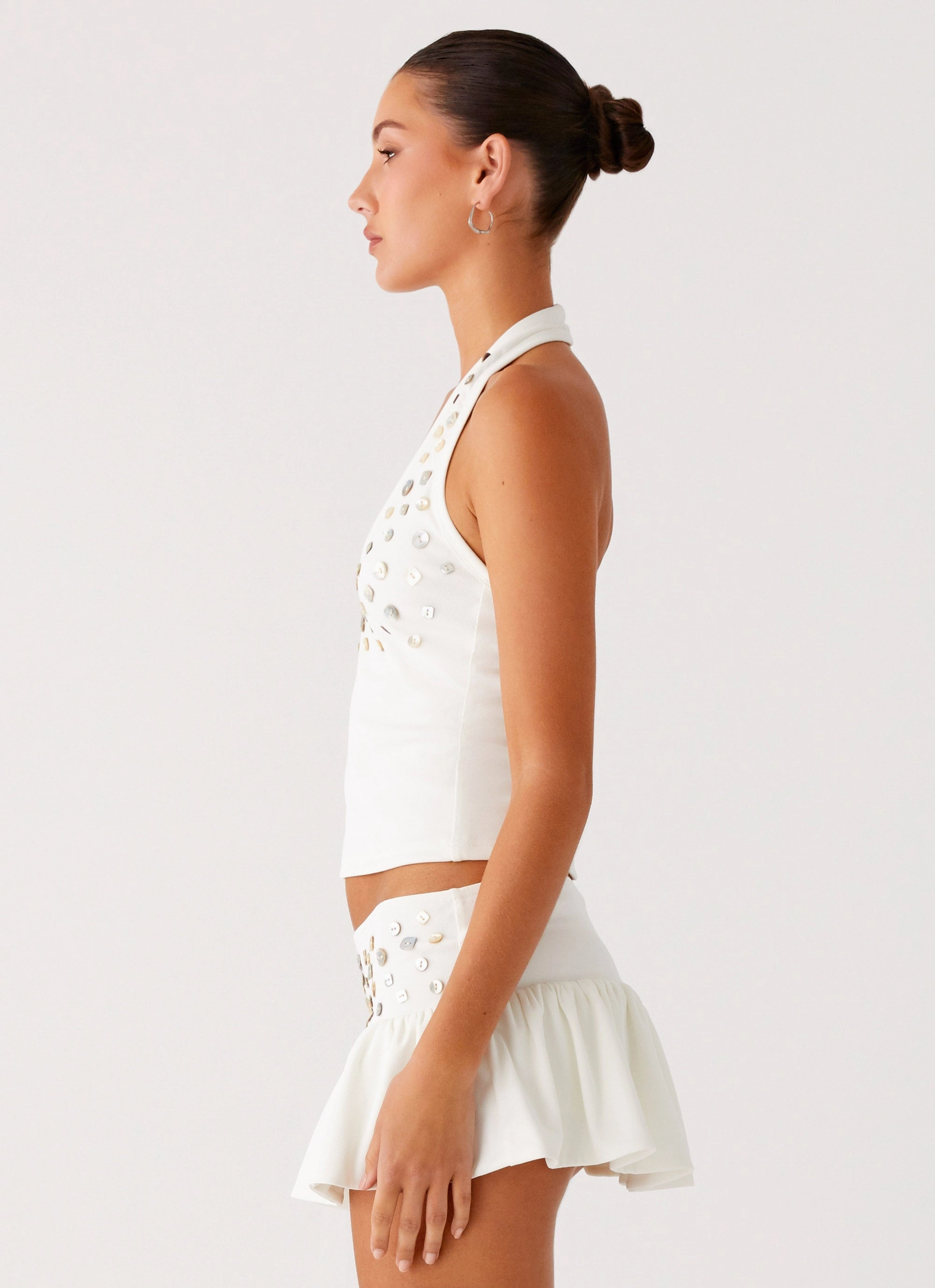Vegas Nights Halter Neck Top - White Anti Static Treatment