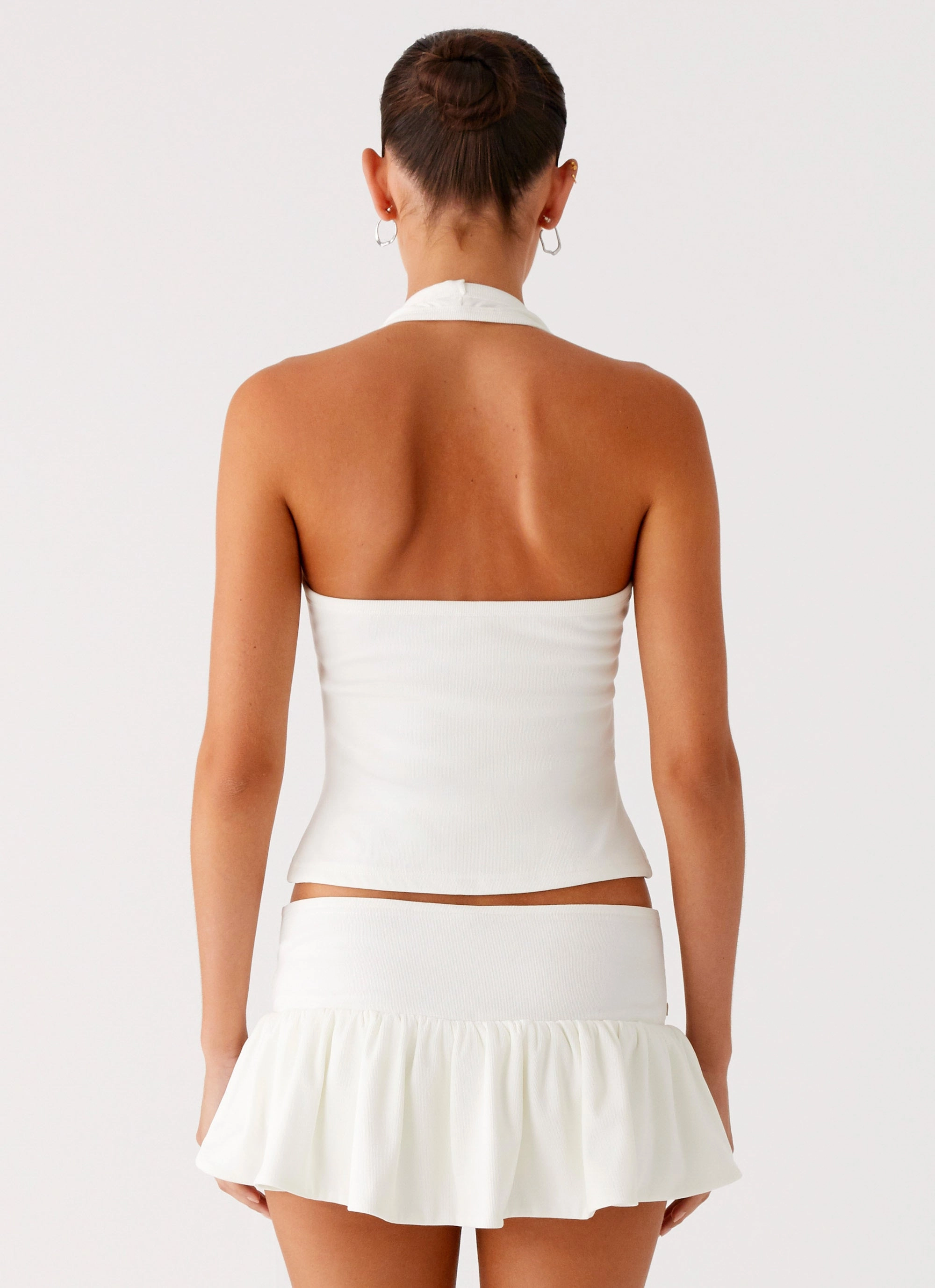 Vegas Nights Halter Neck Top - White ZeroWaste Construction