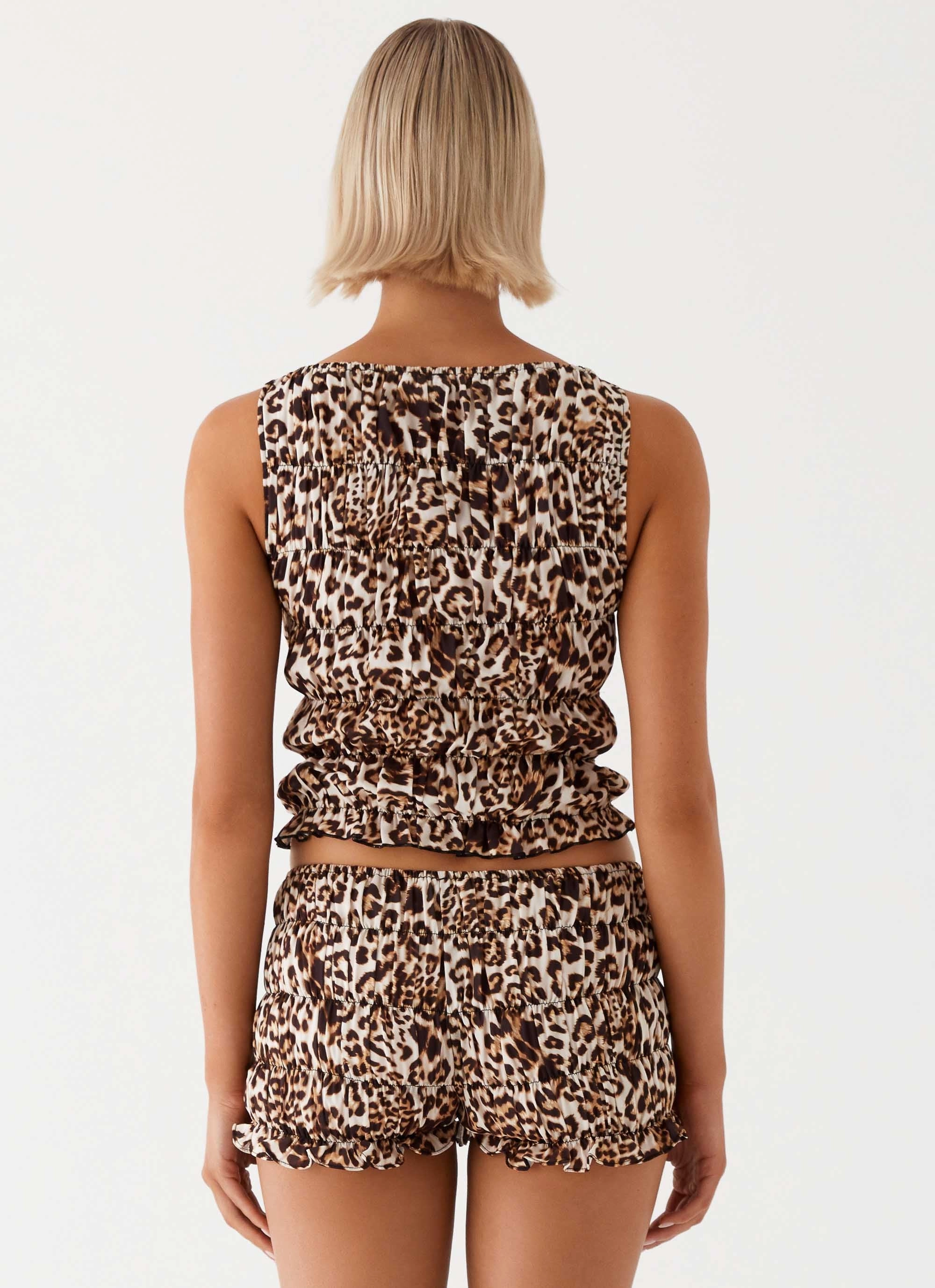 FadeResistant Coating Messina Ruched Tank Top - Leopard