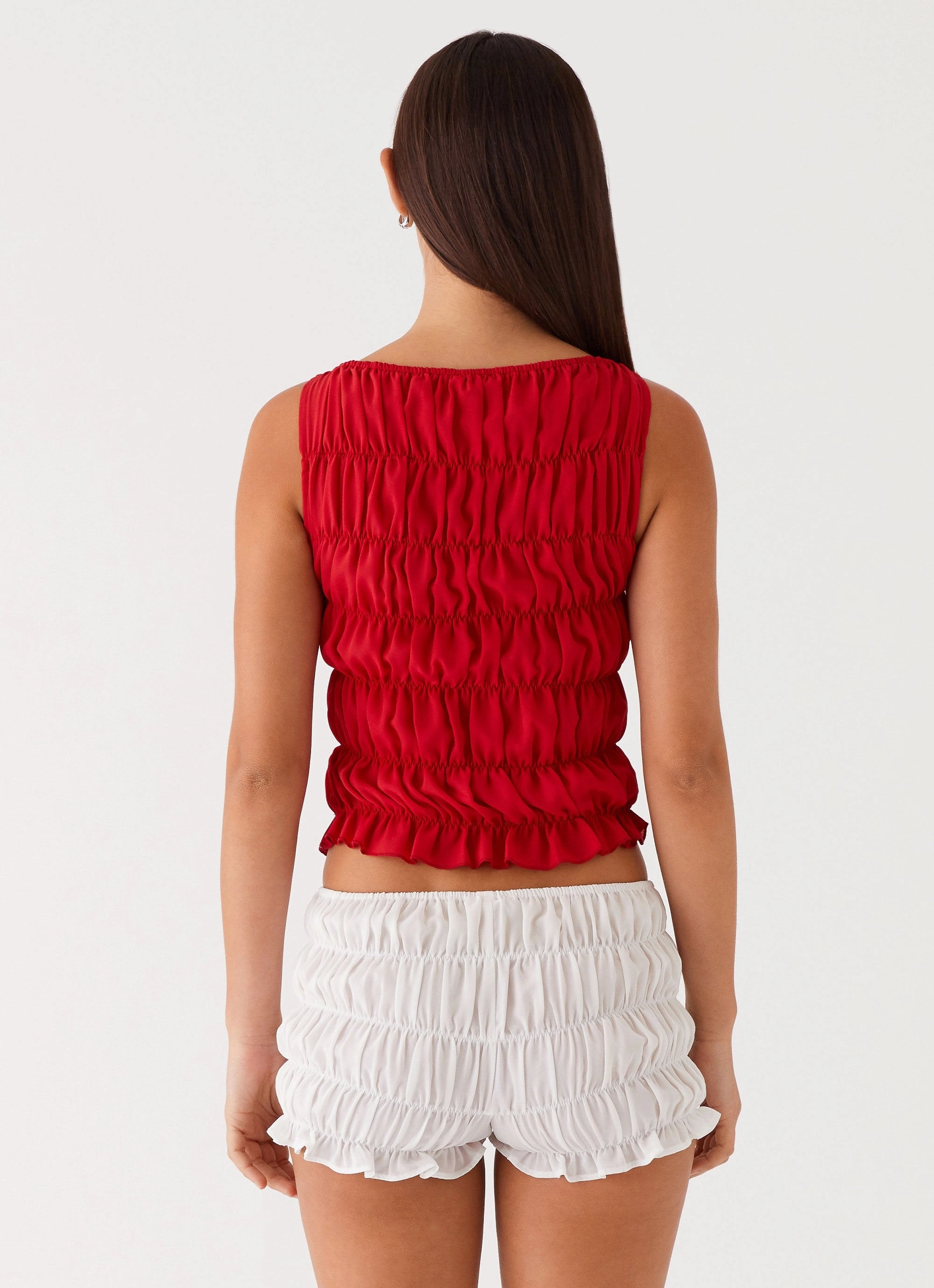 Daily Wear Messina Ruched Tank Top - Red