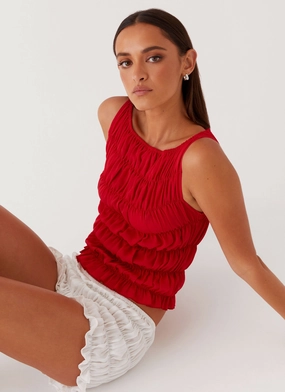 CushionedSupport Messina Ruched Tank Top - Red