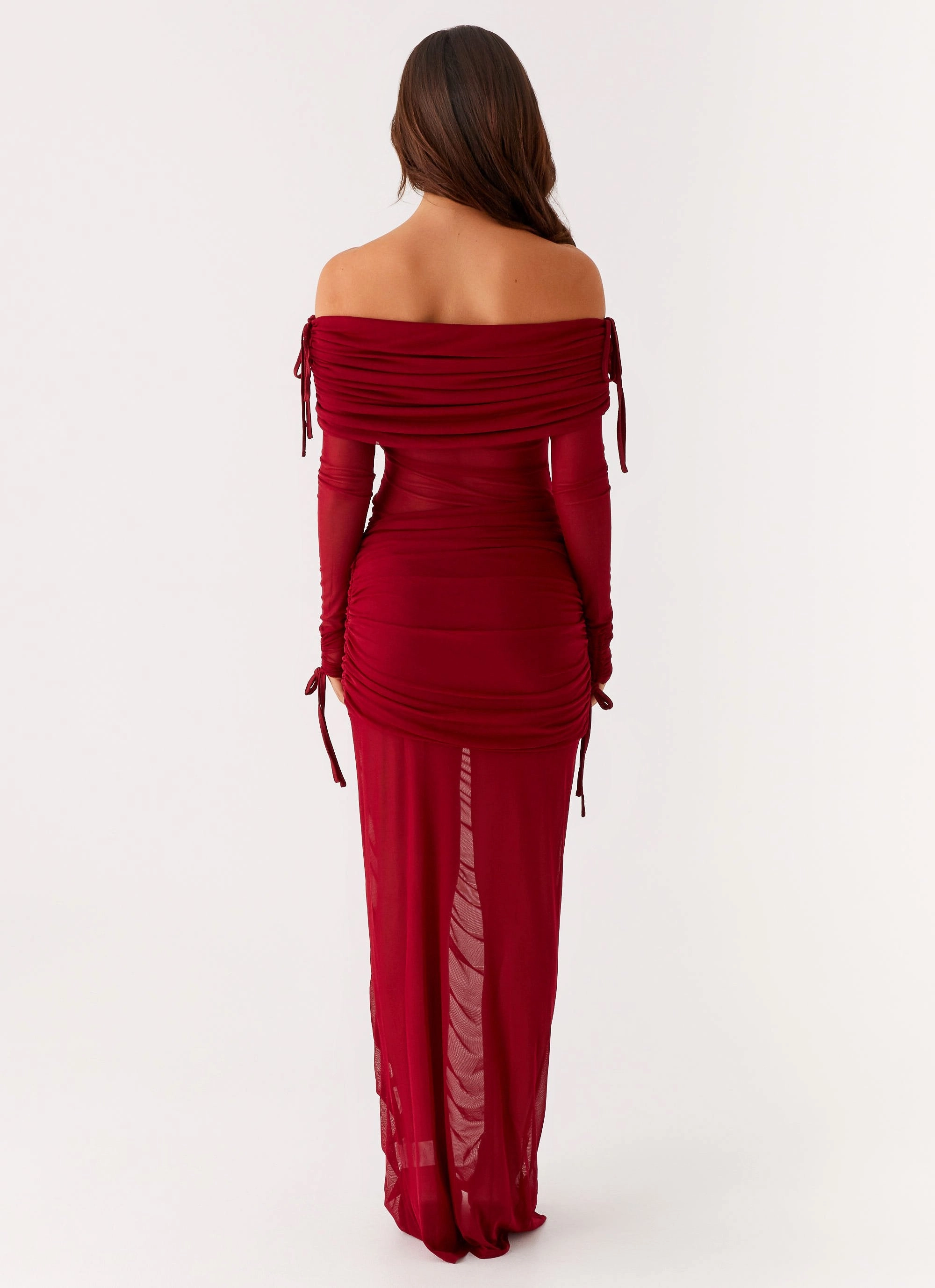 Teala Mesh Maxi Dress - Red Simple Chic Sophisticated Vibe
