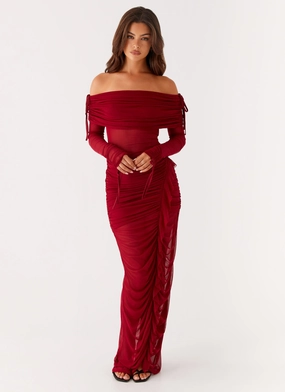 Festival Mood Teala Mesh Maxi Dress - Red