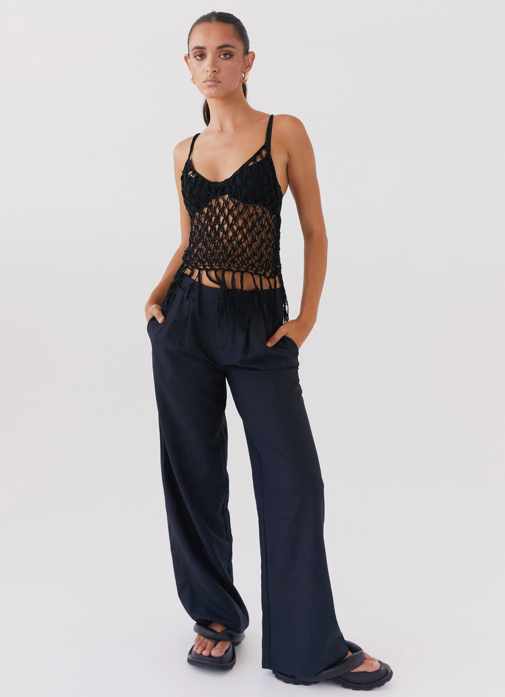 Heat Sealed Seams Metro Wilds Net Top - Black