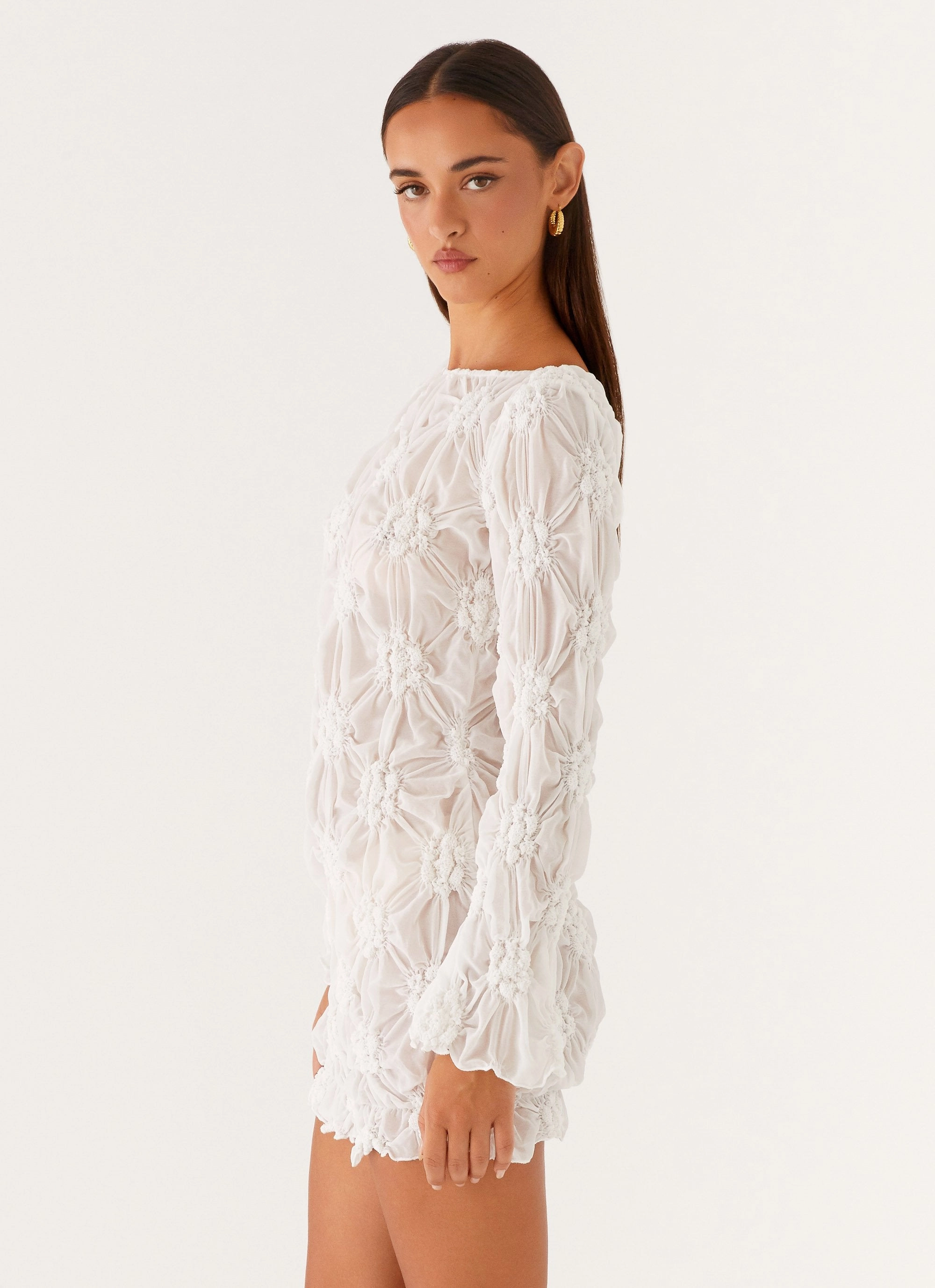 Mia Long Sleeve Dress - Ivory summer look Soft-Lining