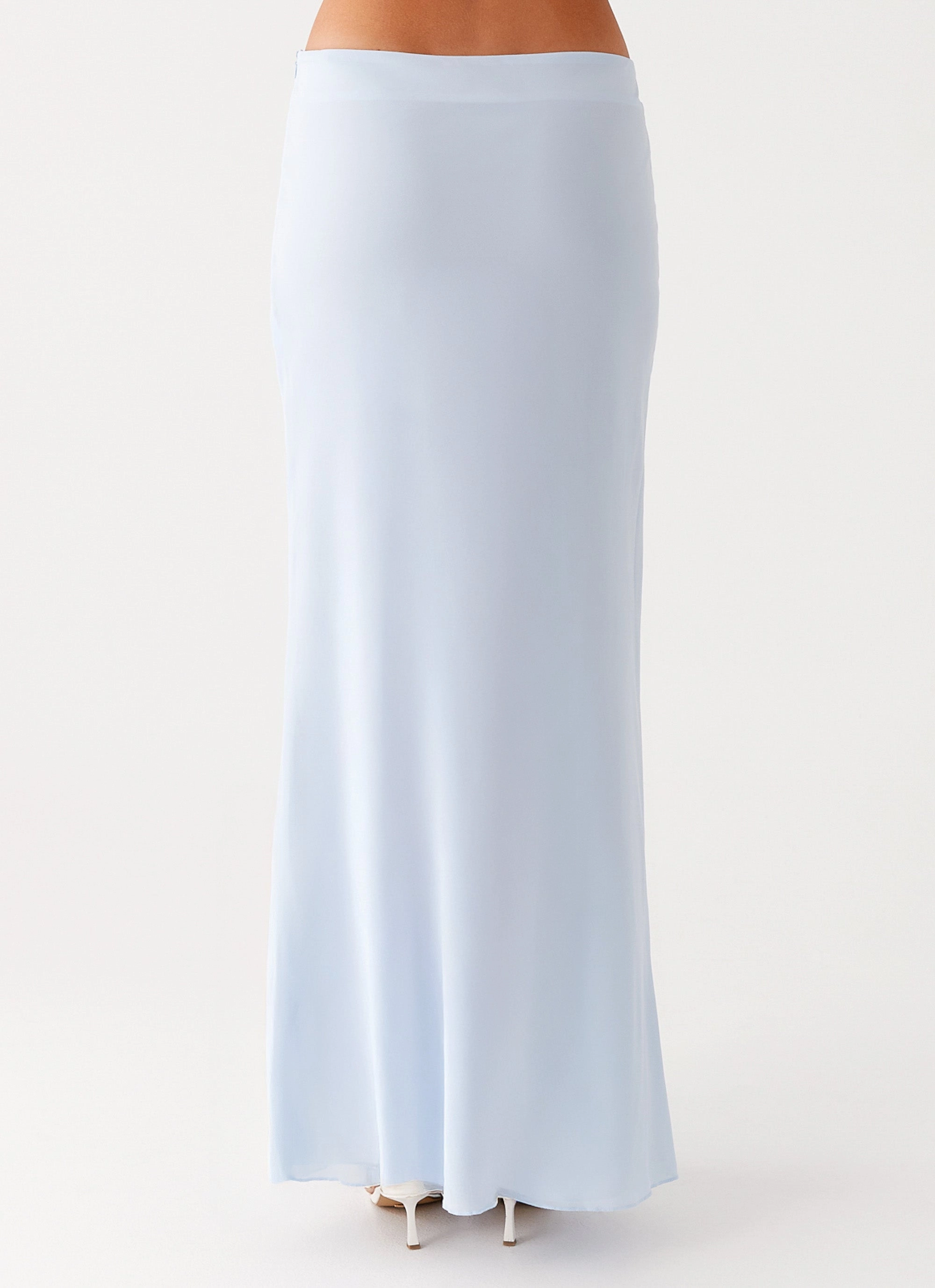 Michaella Chiffon Maxi Skirt - Blue Water Repellent Fabric Stretch Paneling