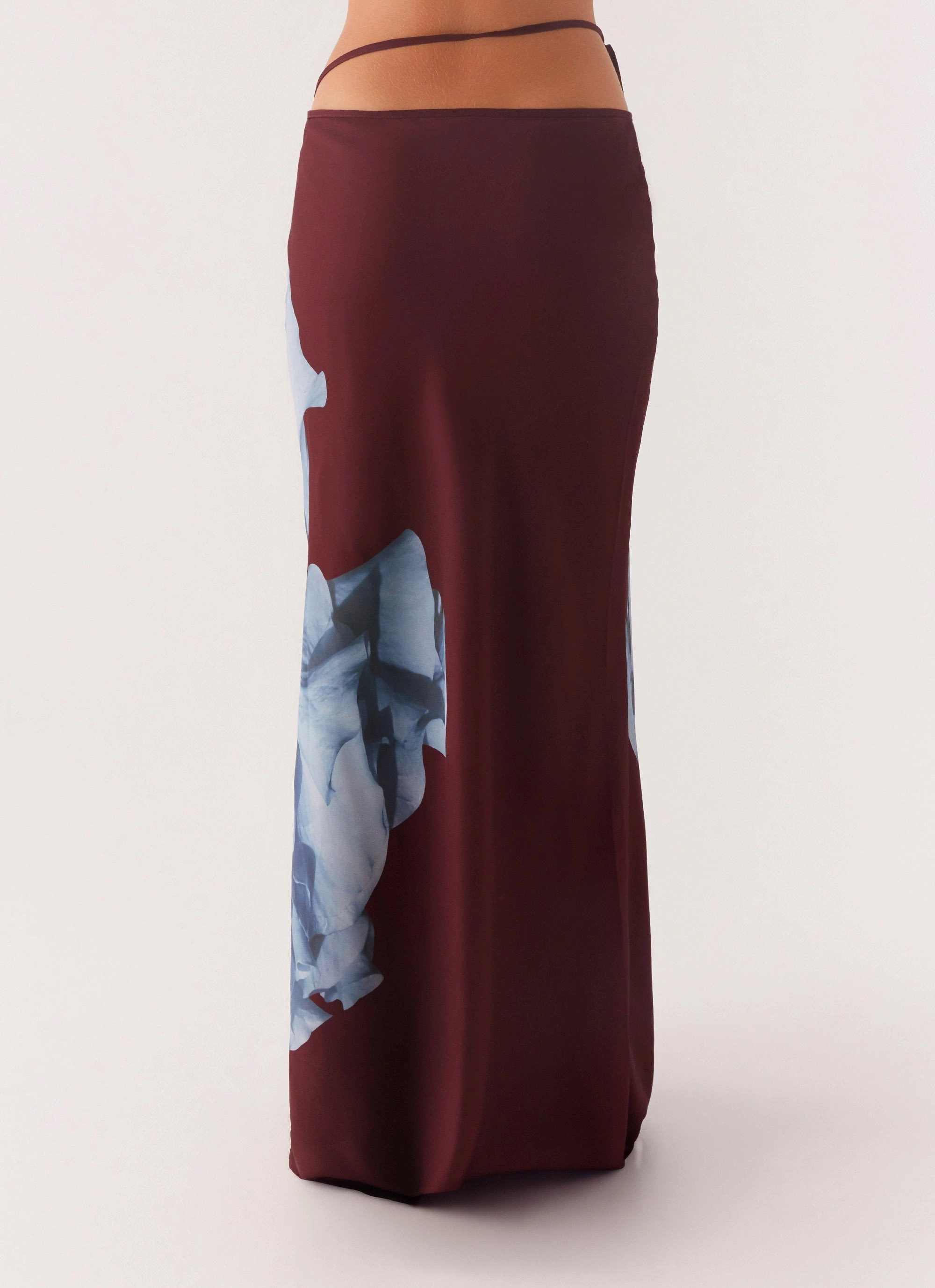 Michelle Maxi Skirt - Maroon Print Seamless Design