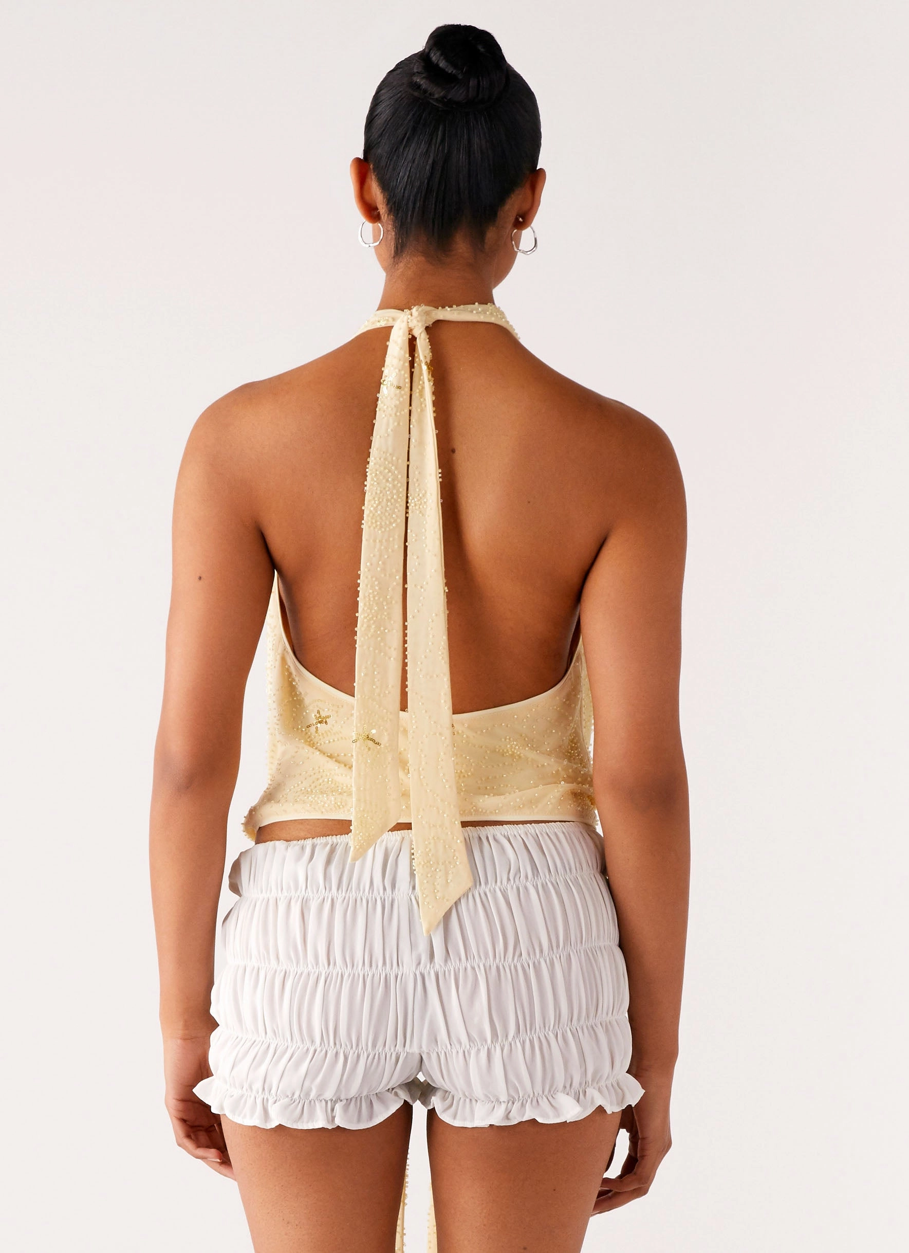 Neptune Halter Top - Yellow Flowy Tunic Thermal Insulation Tech