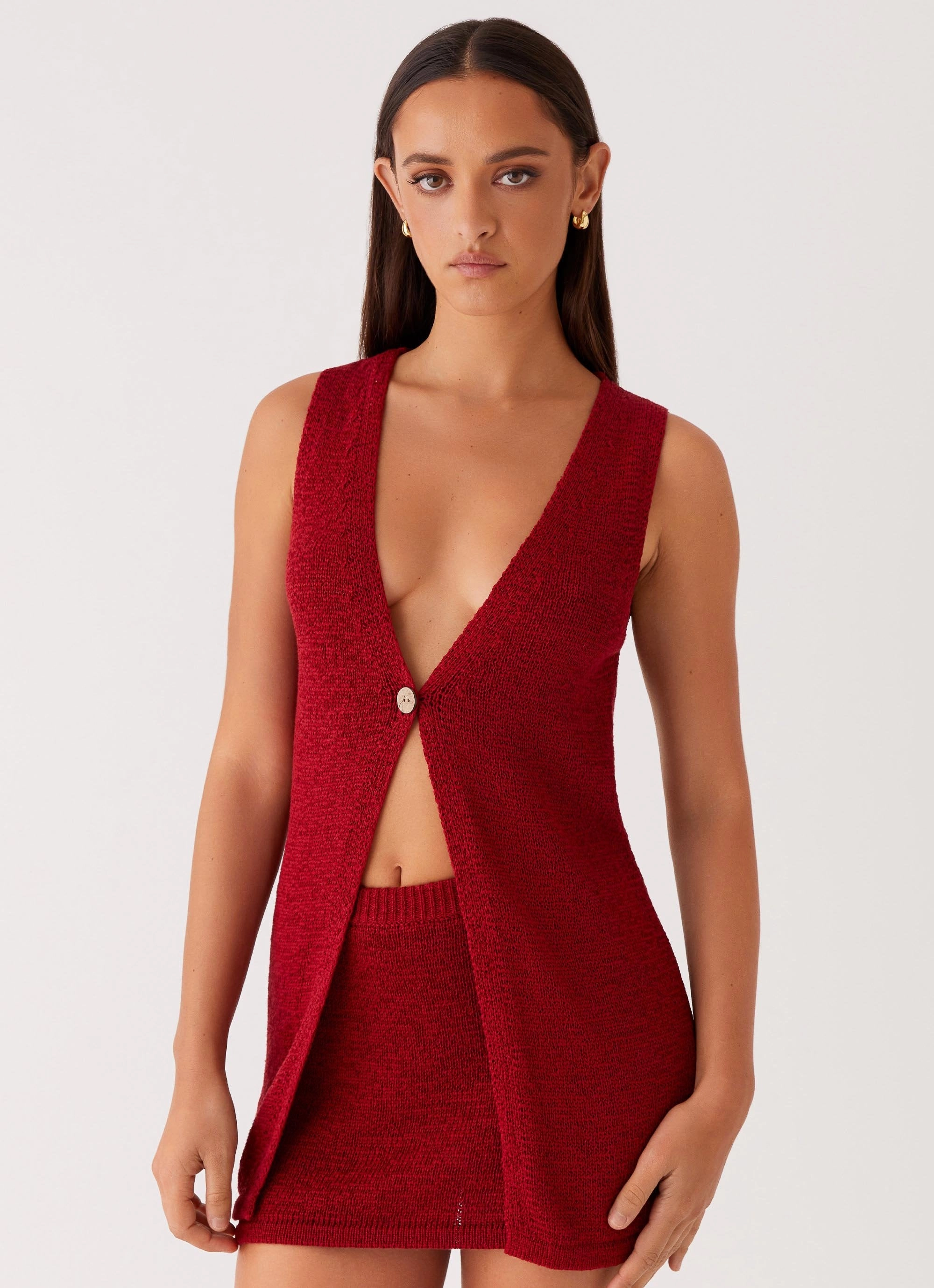 Capri Glow Knit Top - Maroon Bonded Seam Durability Bound Edges