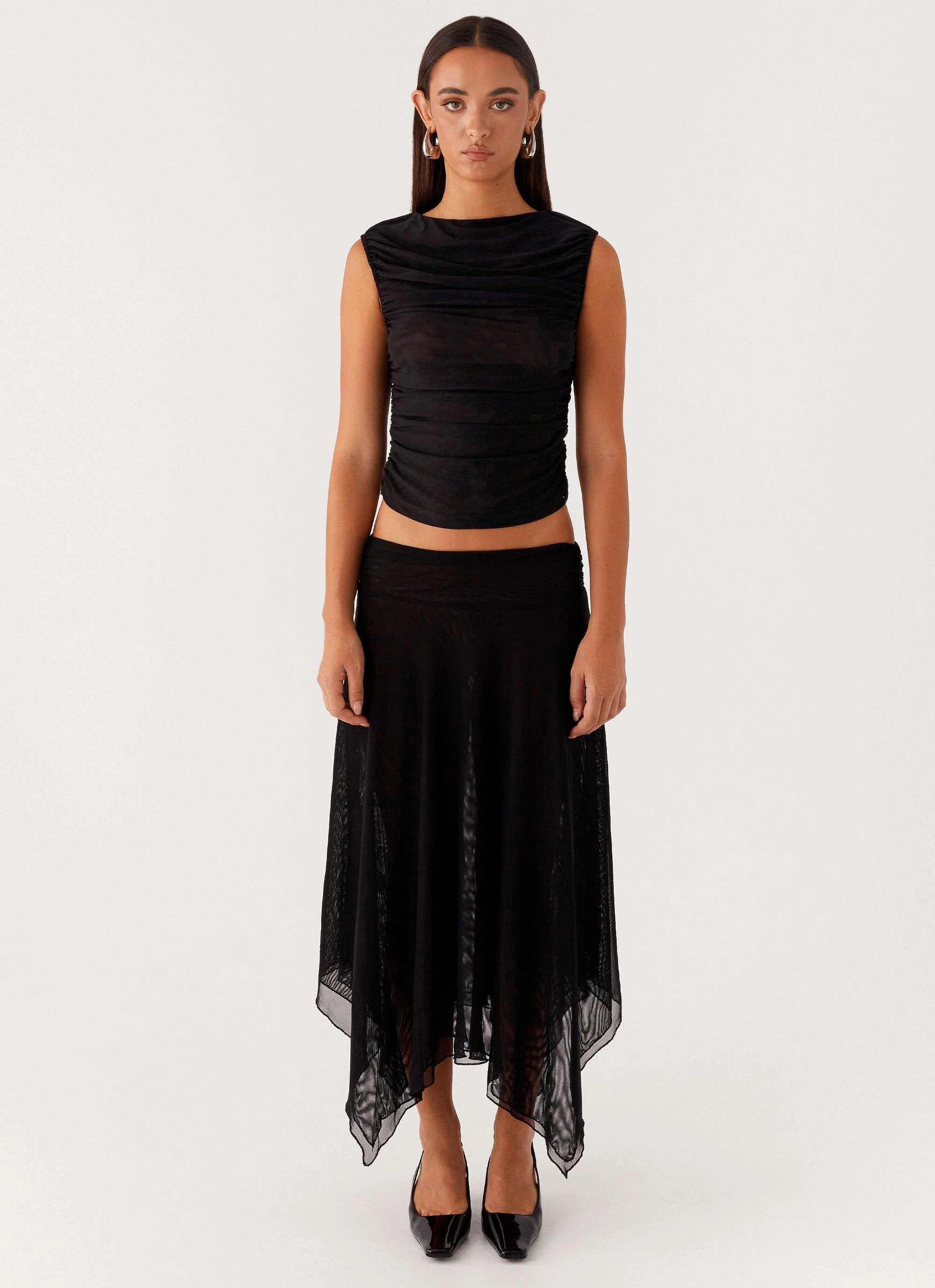 Stylish T-shirt In The Atmosphere Mesh Top - Black