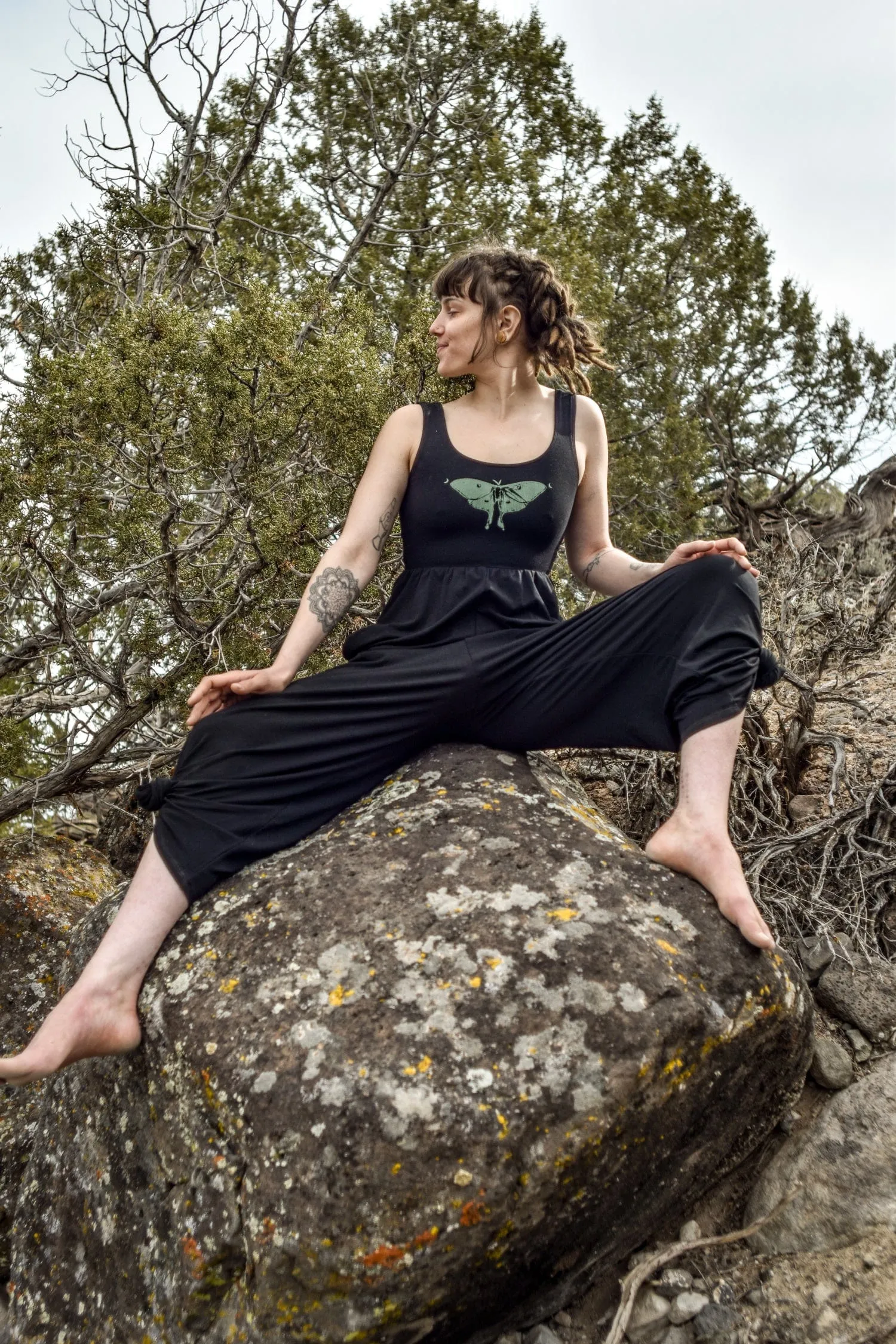 Midnight Luna Moth Yoga Jumpsuit
