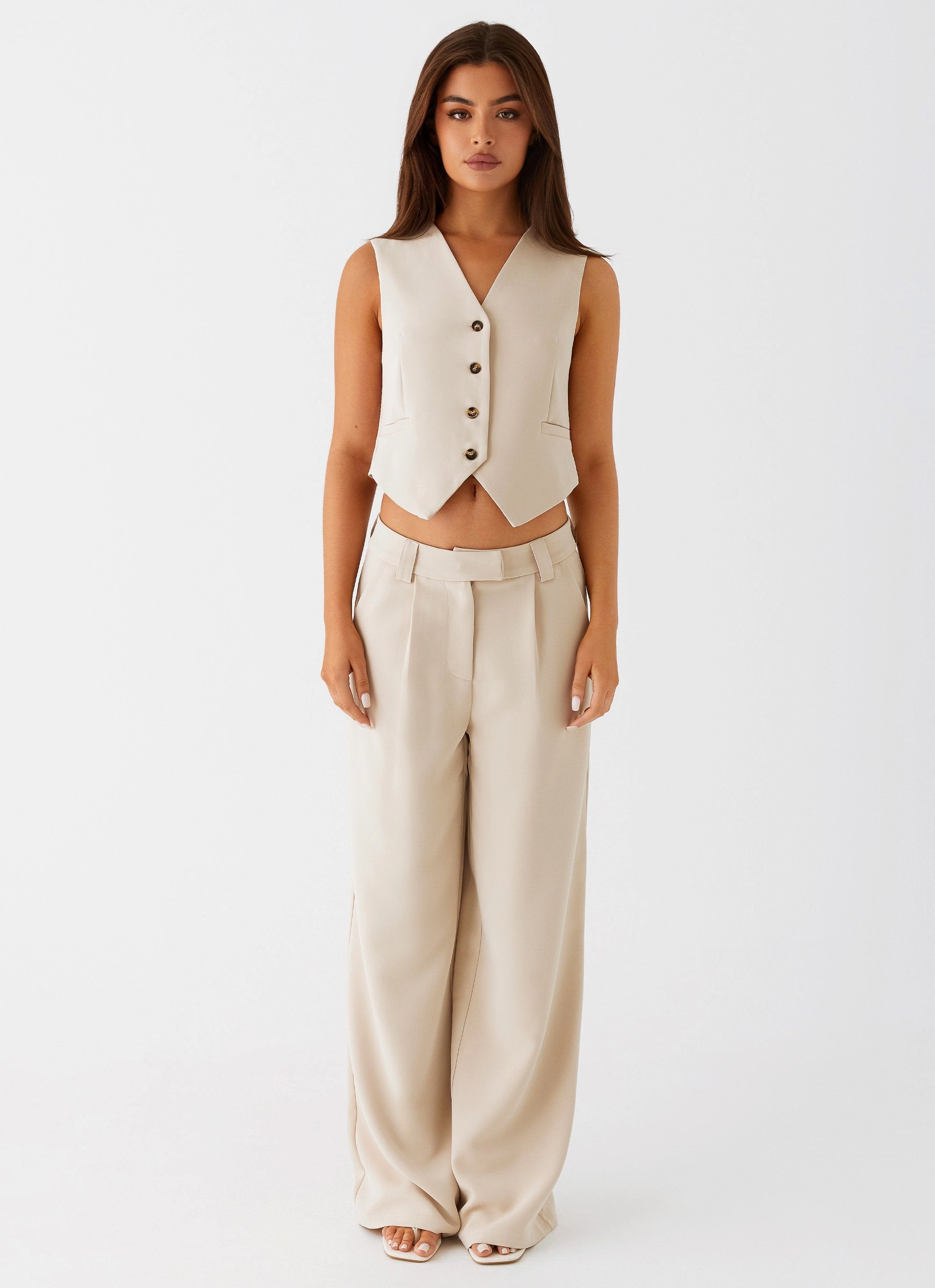 Chic Design Wear Ultra Soft Texture Midnight City Suit Pants - Beige