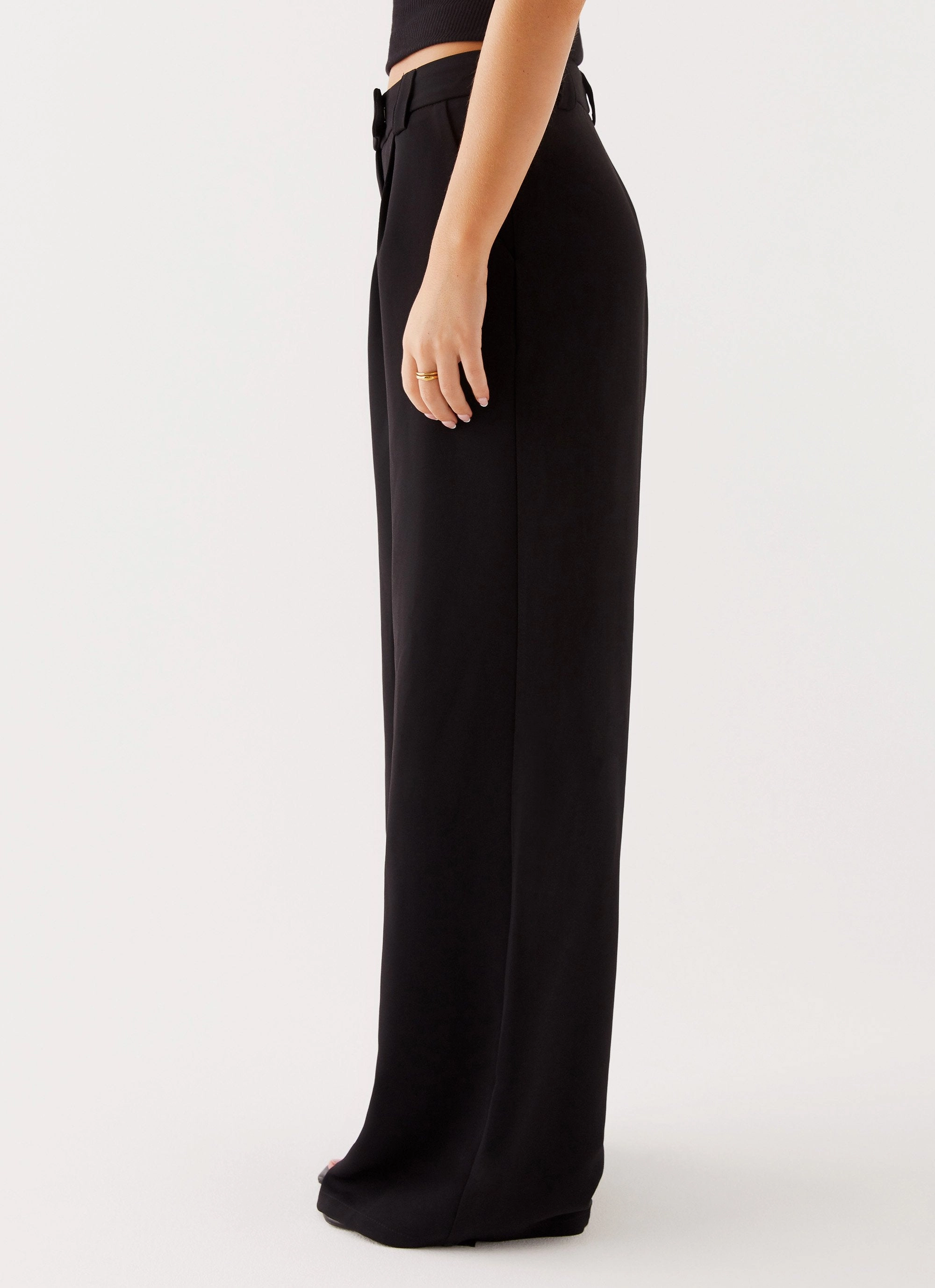 Midnight City Suit Pants - Black Sleek Waist