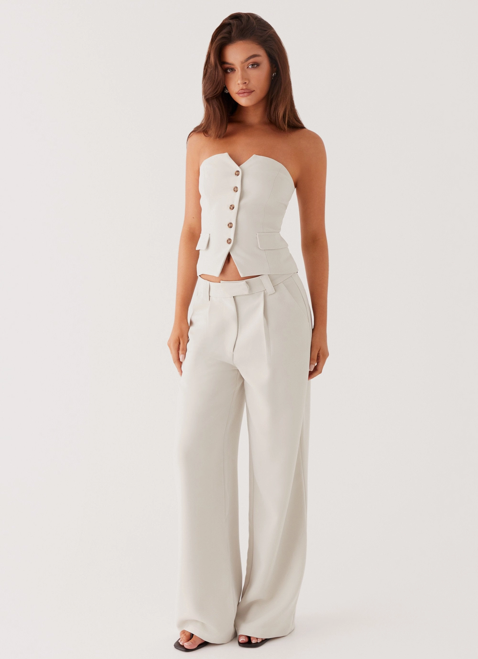 Comfortable Look Midnight City Suit Pants - Pebble