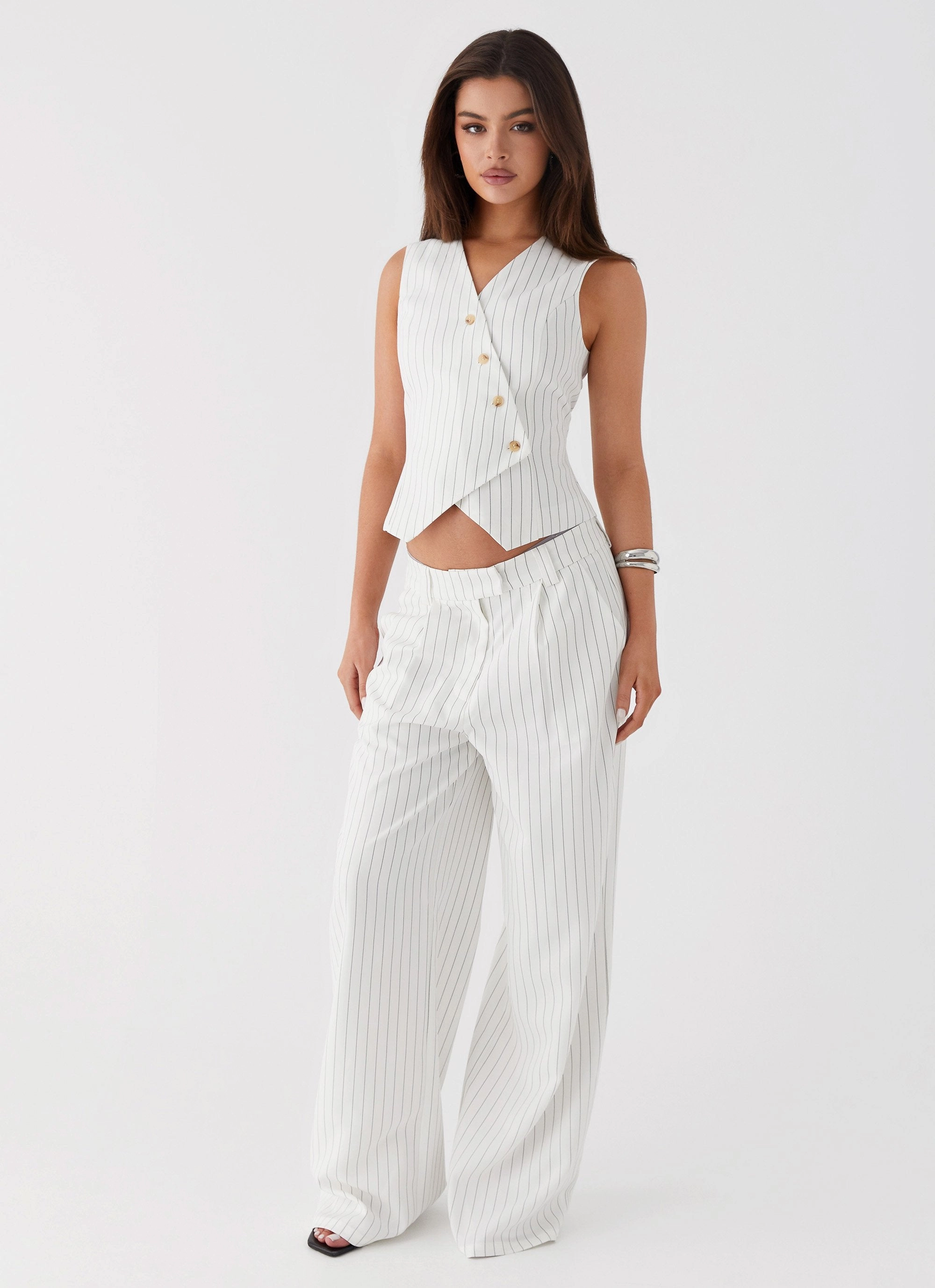 Durable Material Midnight City Suit Pants - White Pinstripe