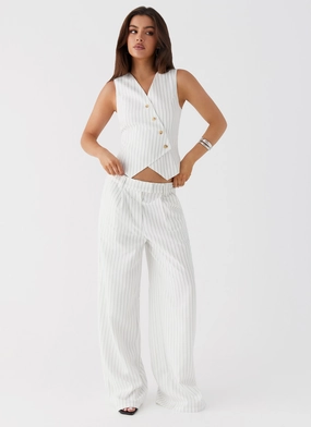 Multipurpose Design Plus-size option Midnight City Suit Pants - White Pinstripe