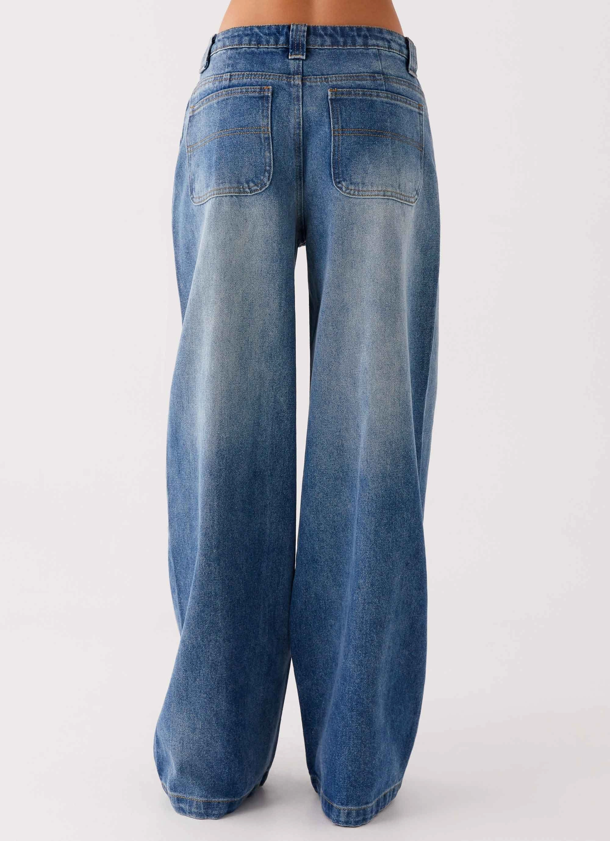 Midwest Low Rise Jeans - Powder Wash Blue Flat Lock Seams