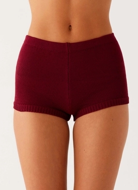 Miffy Mini Shorts - Maroon Anti Slip Waistband Minimalist Fit