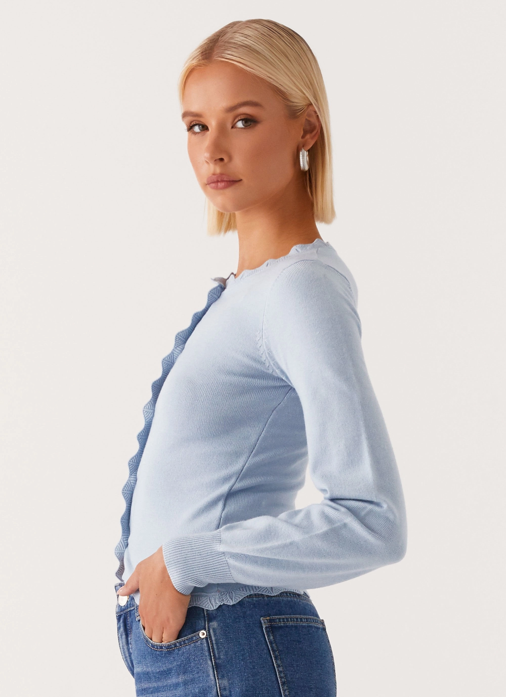 Mikah Lace Trim Cardigan - Baby Blue Multi Use Piece