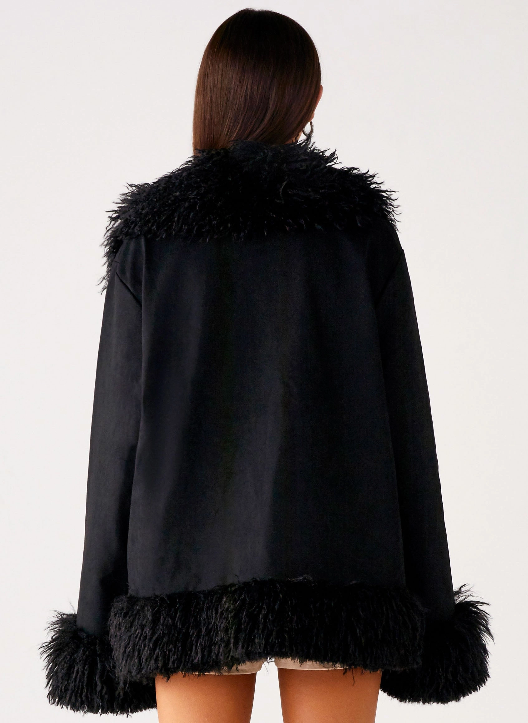 Eco Friendly Production Carmelita Fur Trim Jacket - Black