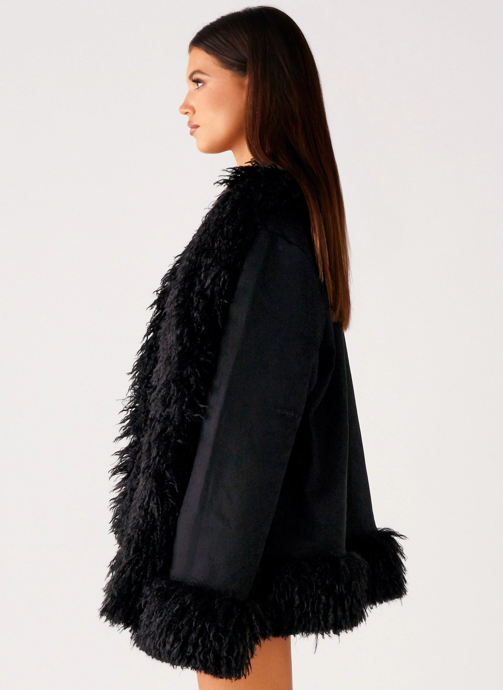 Multi Pocket Utility Carmelita Fur Trim Jacket - Black