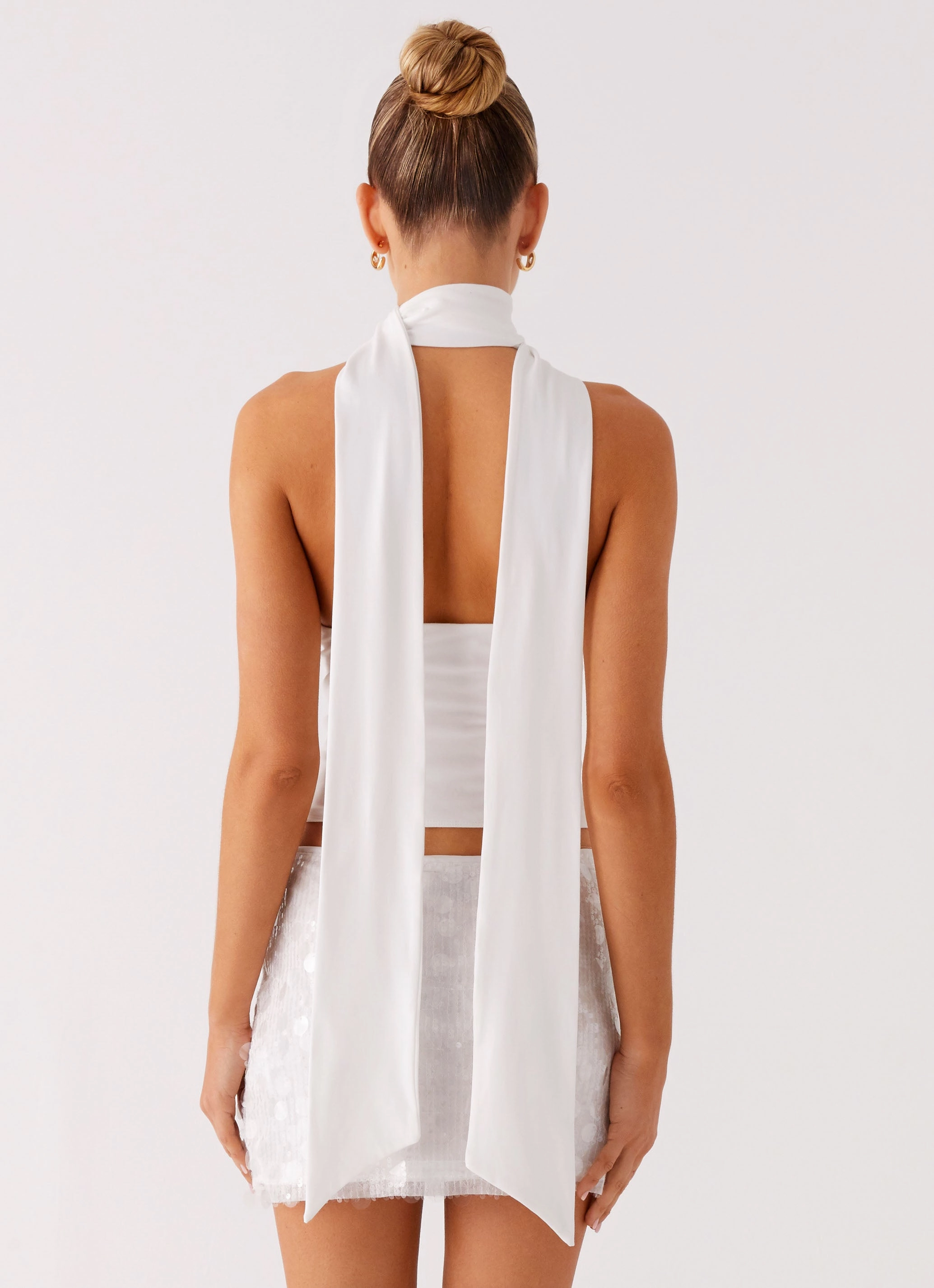 LightReflective LightweightLayeringSystem Milos Scarf Halter Neck Top - White