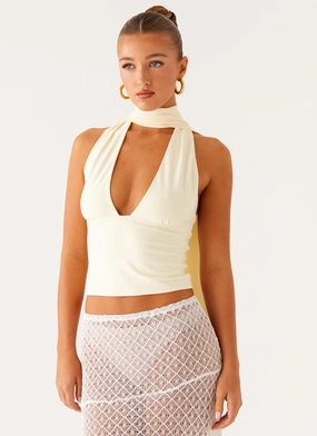 Milos Scarf Halter Neck Top - Yellow NonIrritatingTags QuickDryTechnology