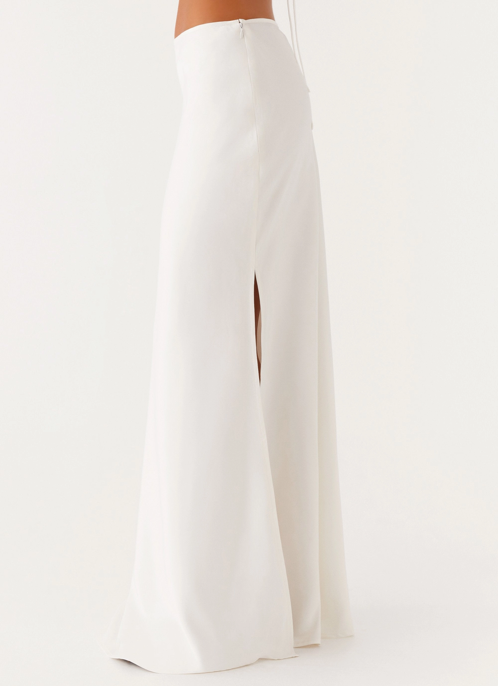 Mina Satin Maxi Skirt - White Water Repellent Coating