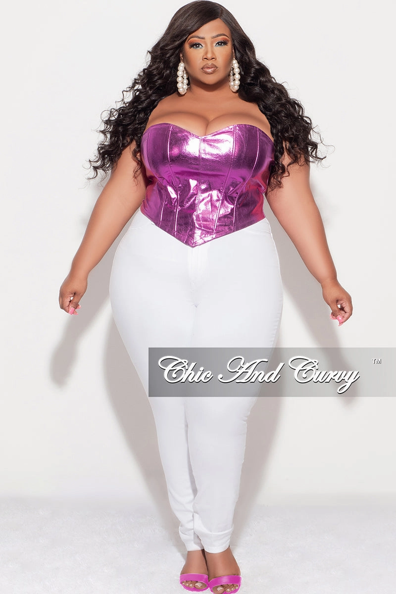Final Sale Plus Size Metallic Corset in Purple Free Movement Comfortable Fabric