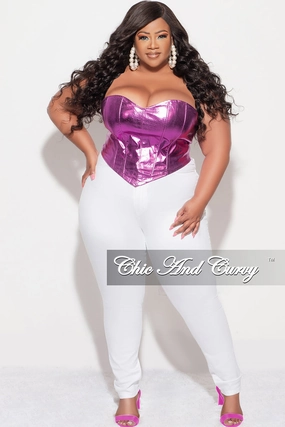 Timeless Comfort Secure Cuff Design Final Sale Plus Size Metallic Corset in Purple