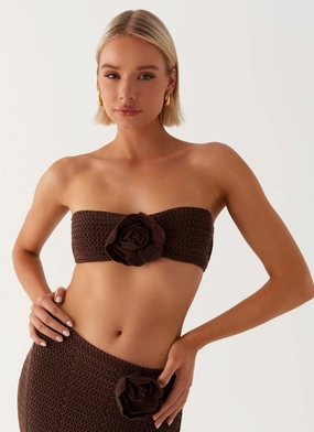 Kelcie Rose Crochet Bandeau Top - Chocolate AllDayComfort