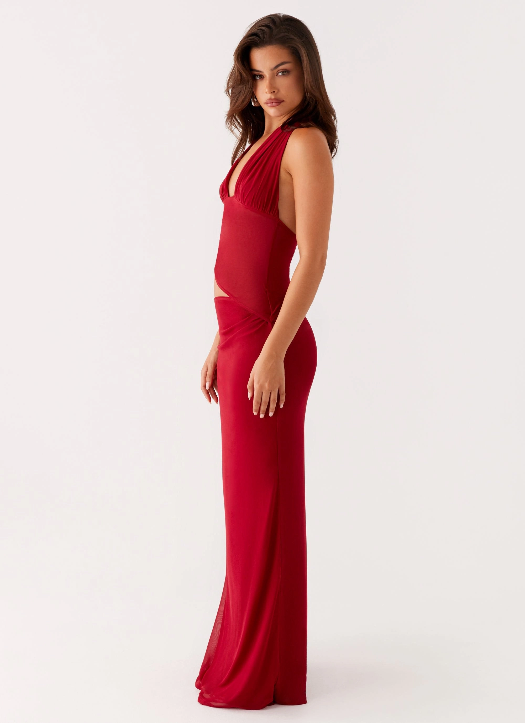 Main Act Halter Maxi Dress - Raspberry Light Flow Day Ready Look
