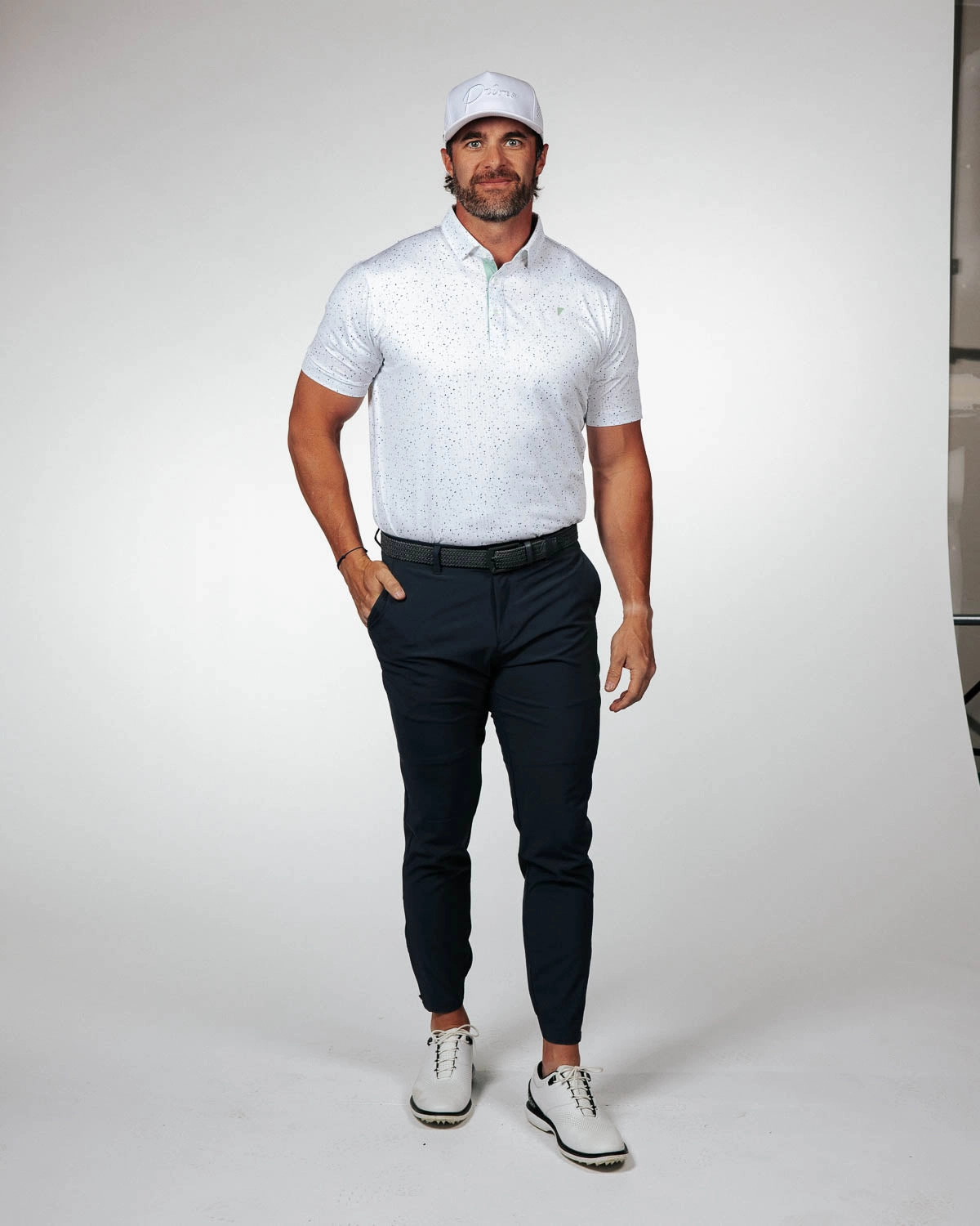 High Collar Protection Design Anti Pilling Teal Confetti Classic Polo