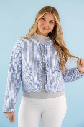 A Charming Sense Gingham Jacket ShockAbsorbing ResilientStretch