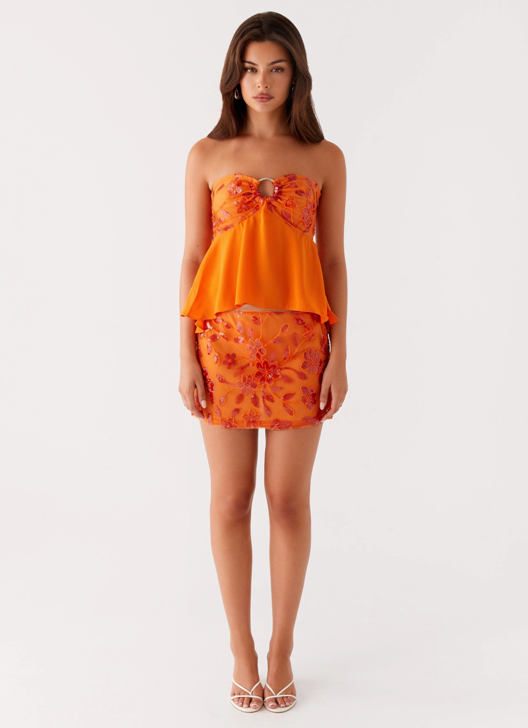 EcoDyeProcess Ventilated Panels Kenya Beaded Halter Top - Orange