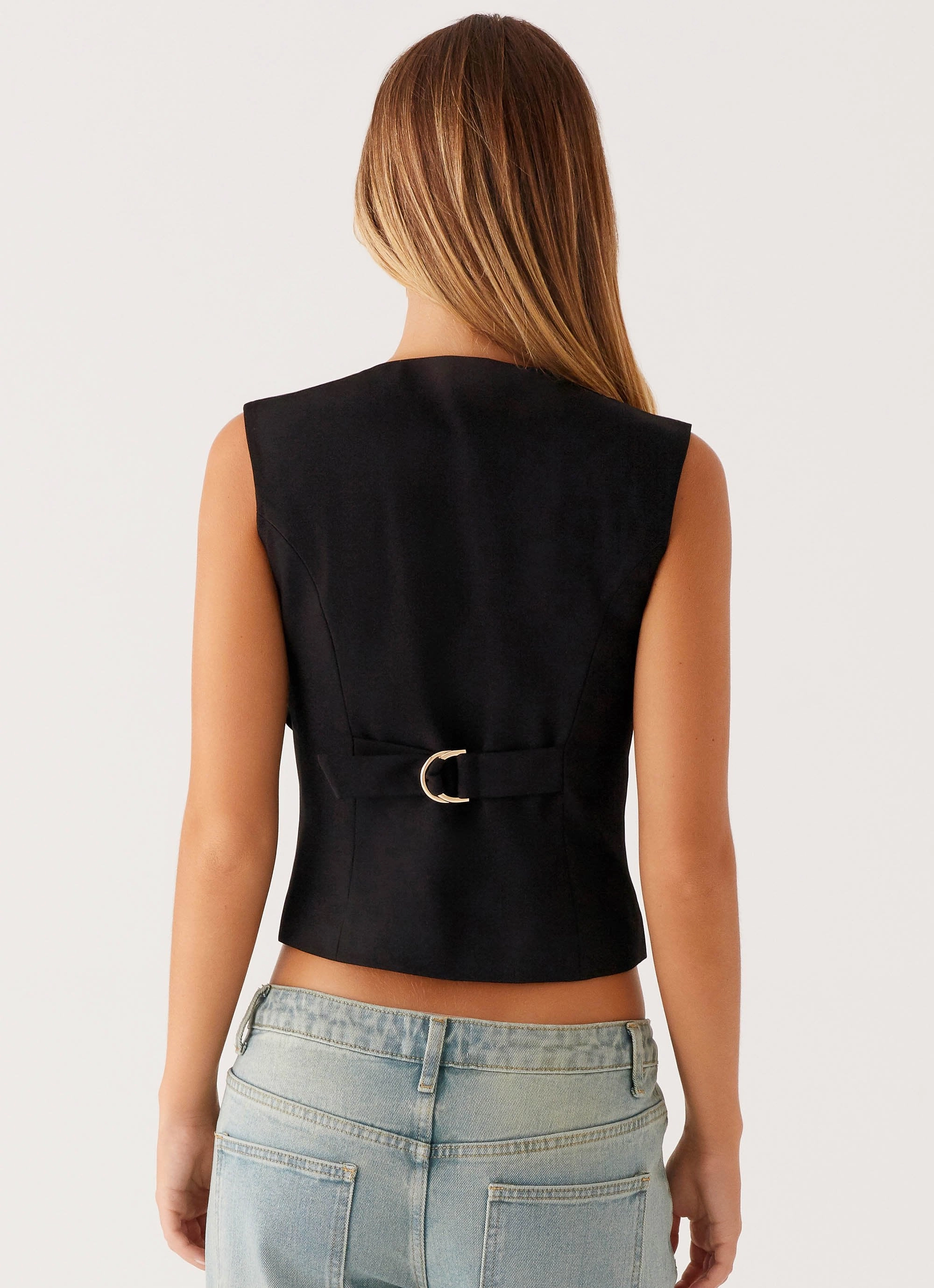 Mira Vest Top - Black Reflective details