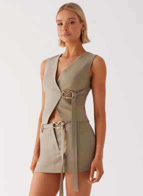 Durable Binding anti static coating Mira Vest Top - Khaki