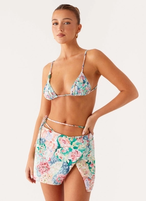 Miradelle Wrap Mini Skirt - Santorini Floral LightweightWeave