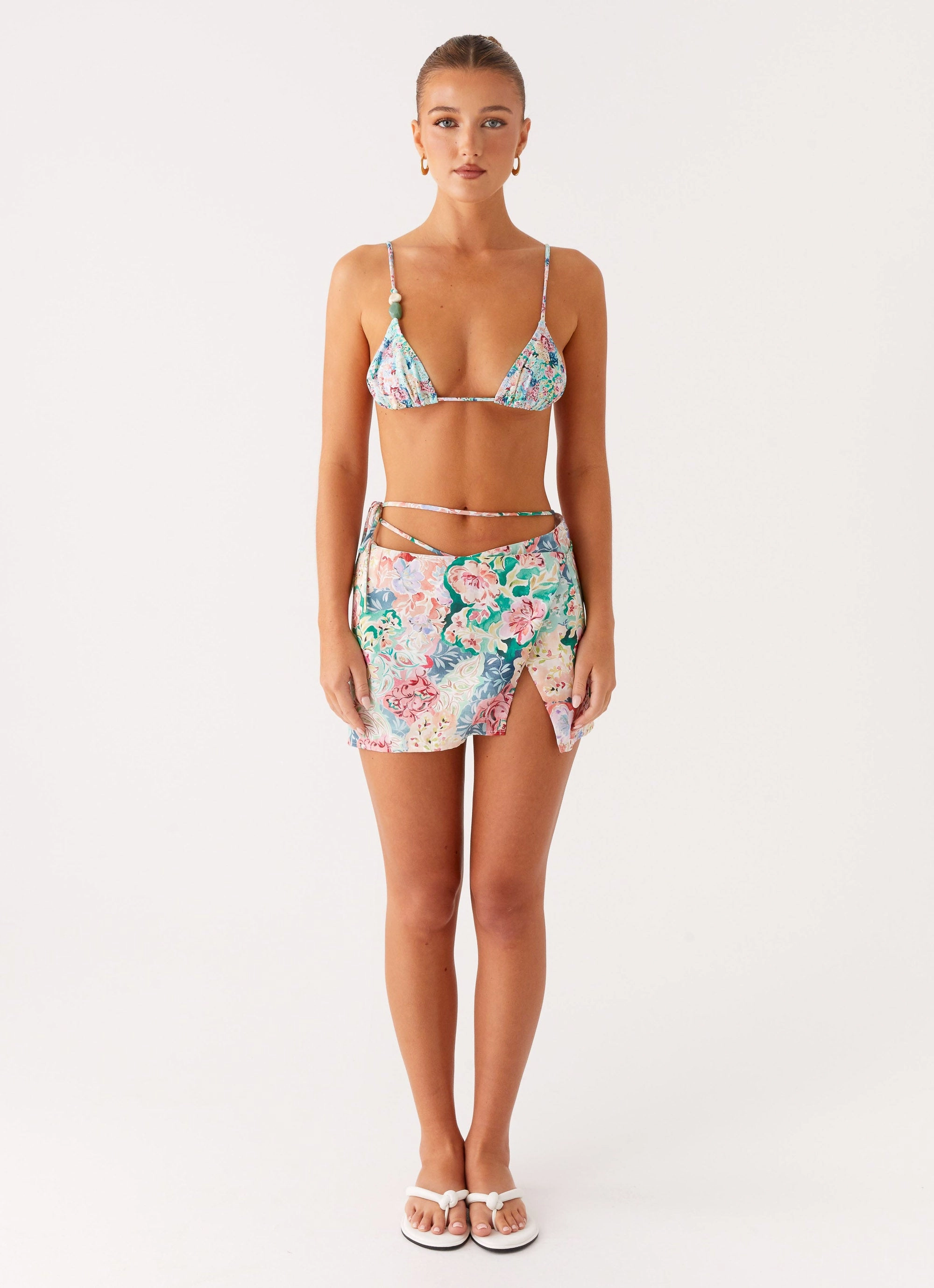 Miradelle Wrap Mini Skirt - Santorini Floral Embroidered Detail