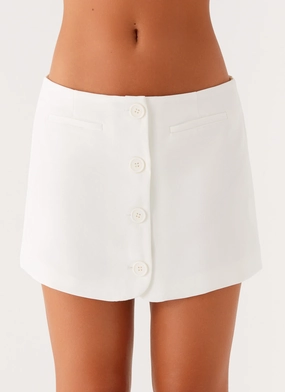 Mixie Low Rise Mini Skirt - Ivory Comfy Vibes