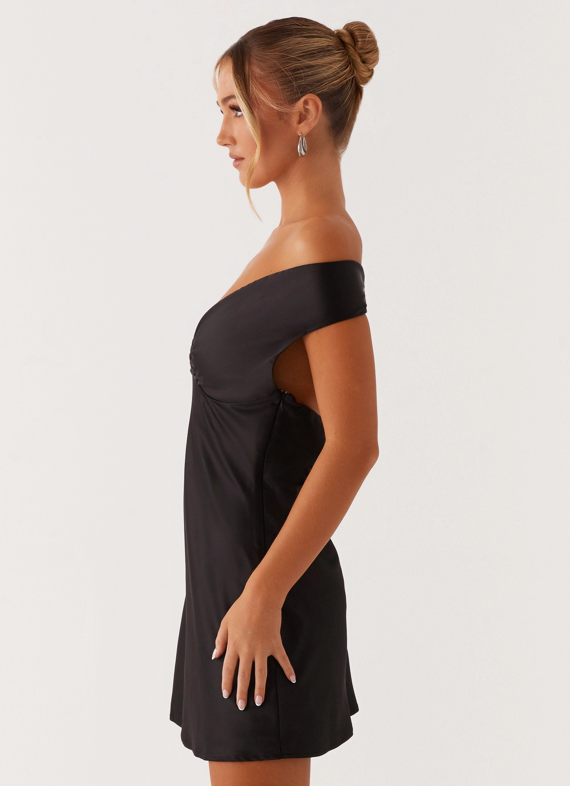 Silky Form Fit Mood Jenner Mini Dress - Black