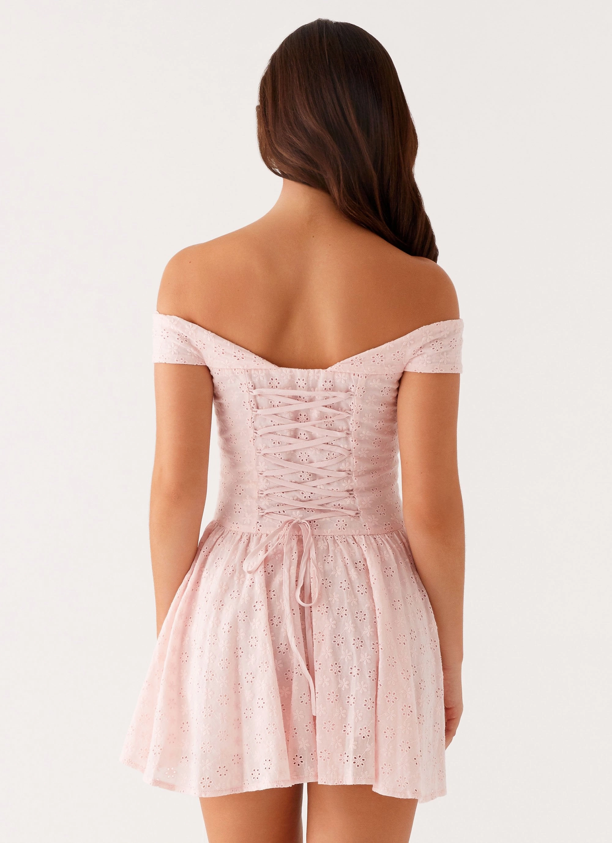 Koa Off Shoulder Mini Dress - Peach City Essential Luxe Fabric