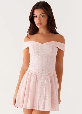 Sophisticated Touch Koa Off Shoulder Mini Dress - Peach