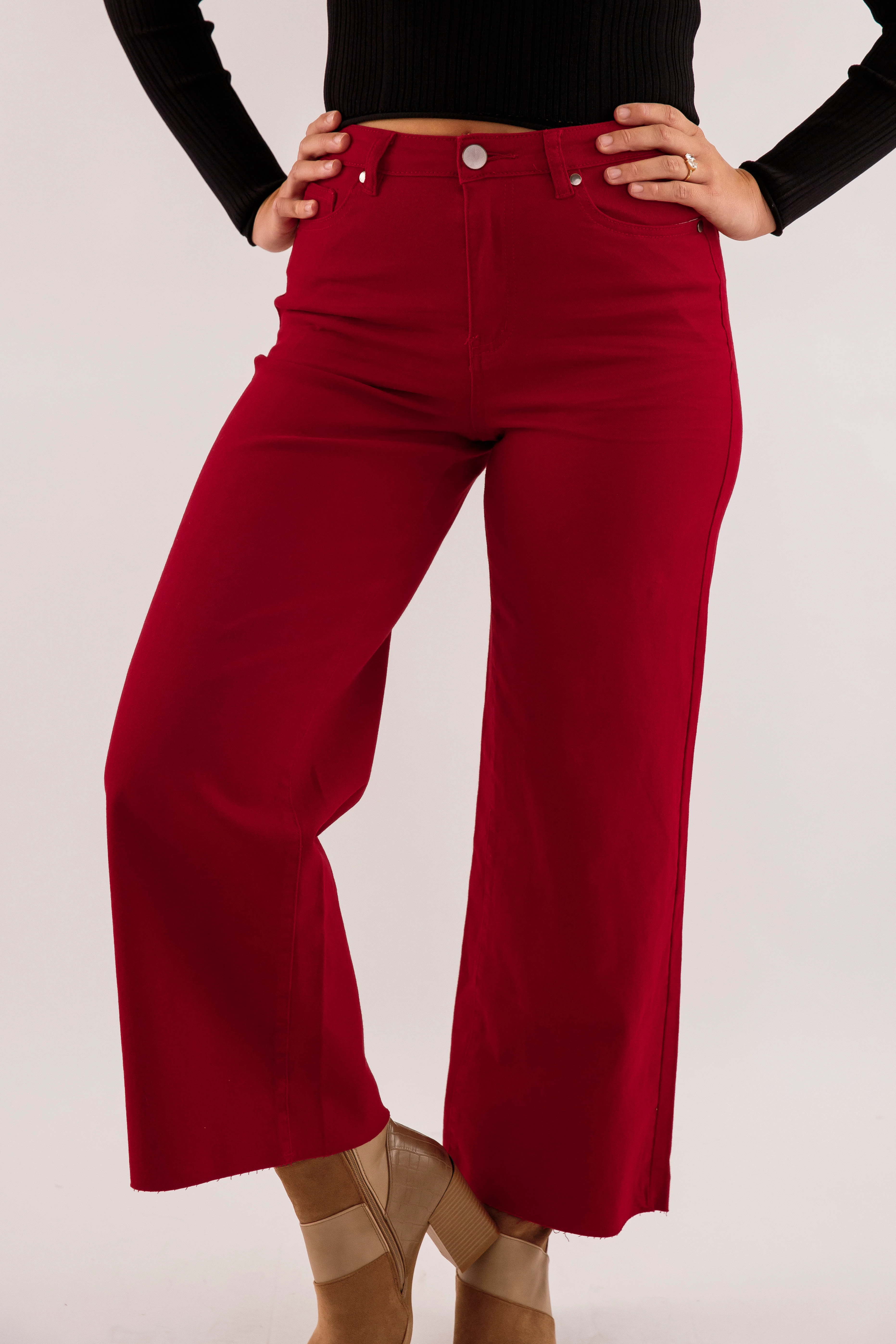 Elastic Fit In Deep Thought Denim-Wine
