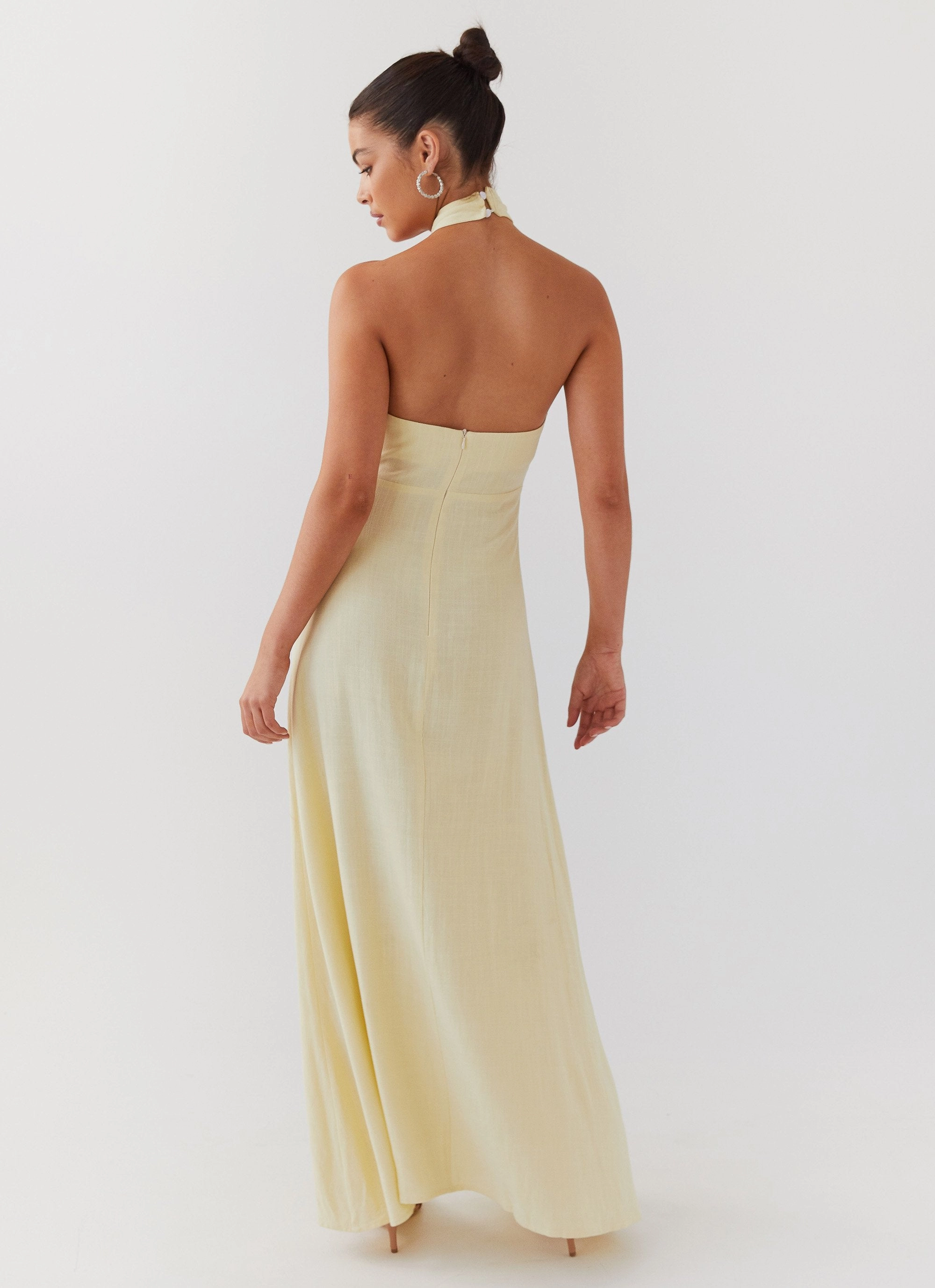 Adrienne Linen Maxi Dress - Lemon Versatile Cut
