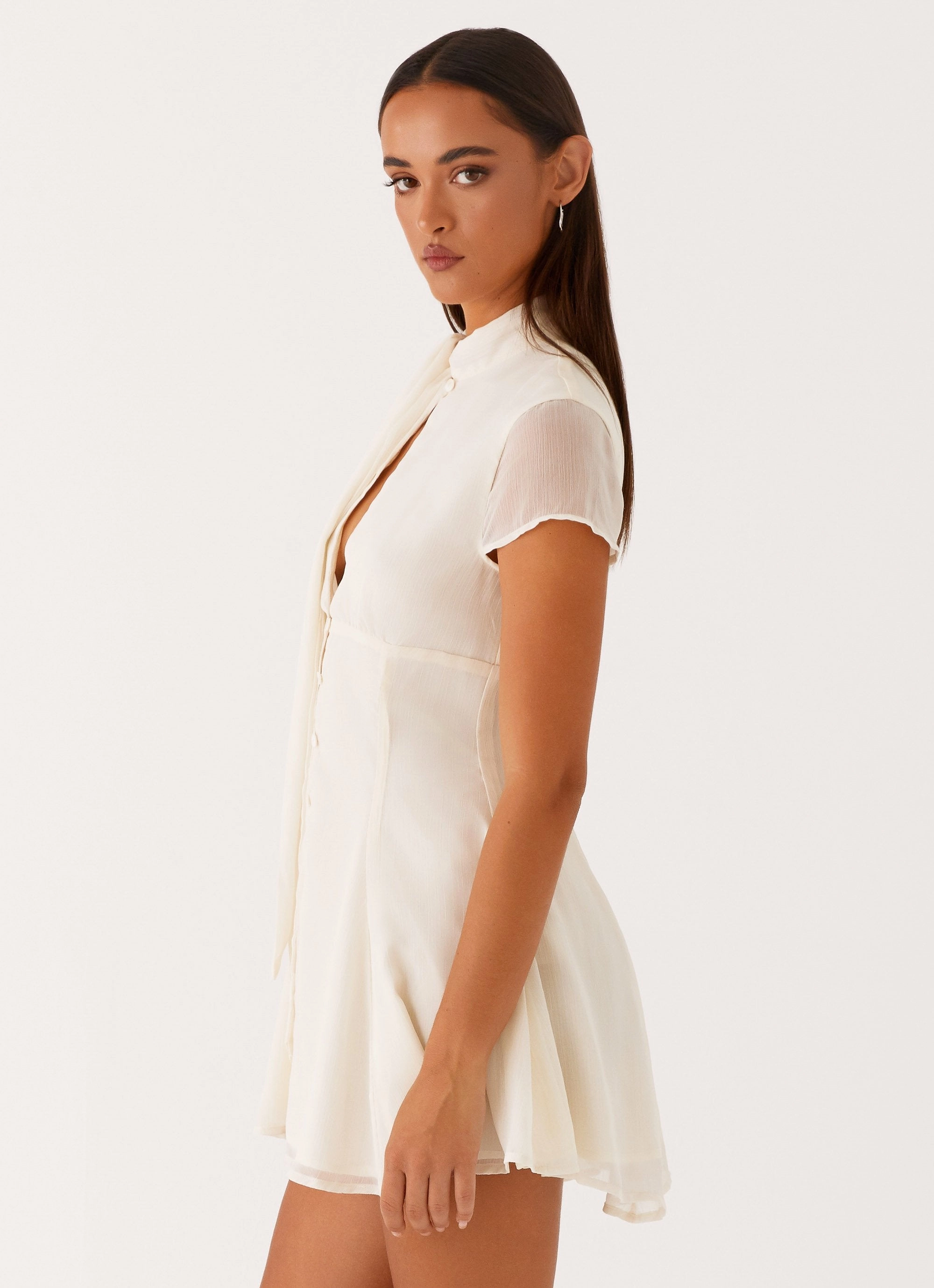 Smooth Finish Trendy Wearable Karling Mini Dress - Ivory
