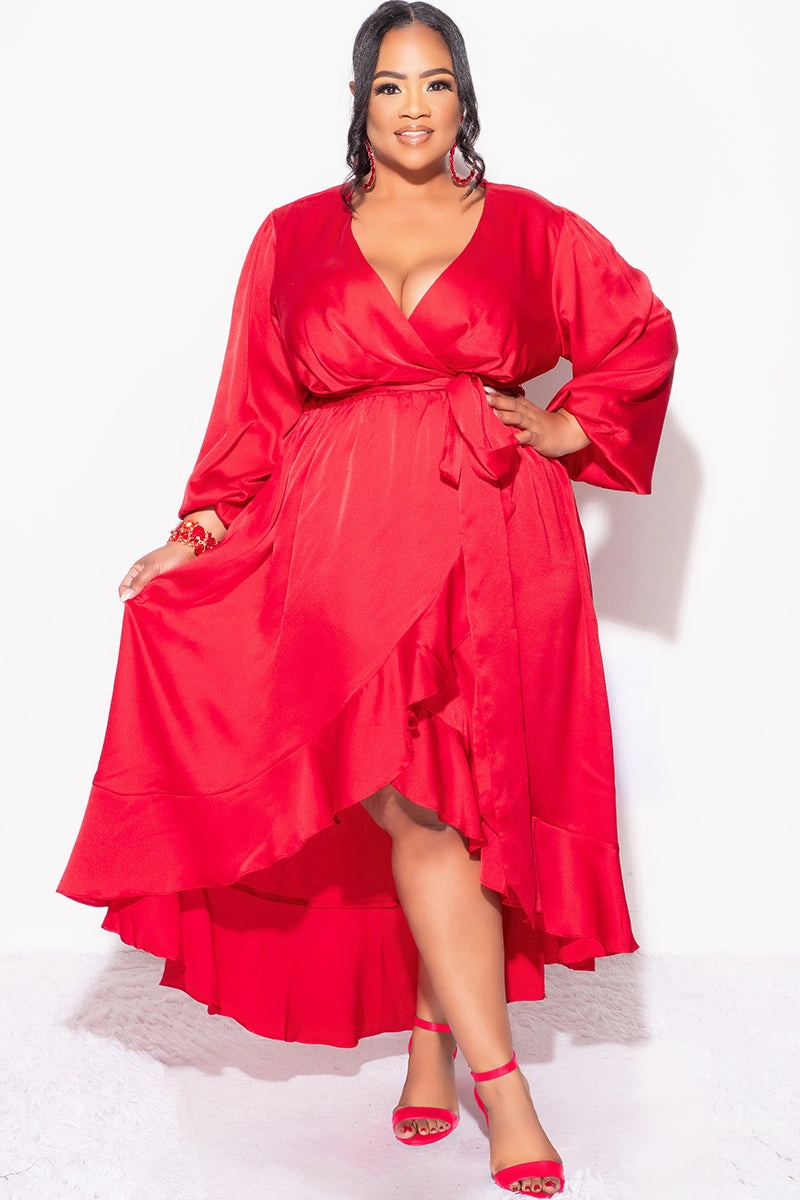 Final Sale Plus Size Faux Wrap High-Low Dress with Waist Tie in Burgundy TactileWeave Relaxed Tank